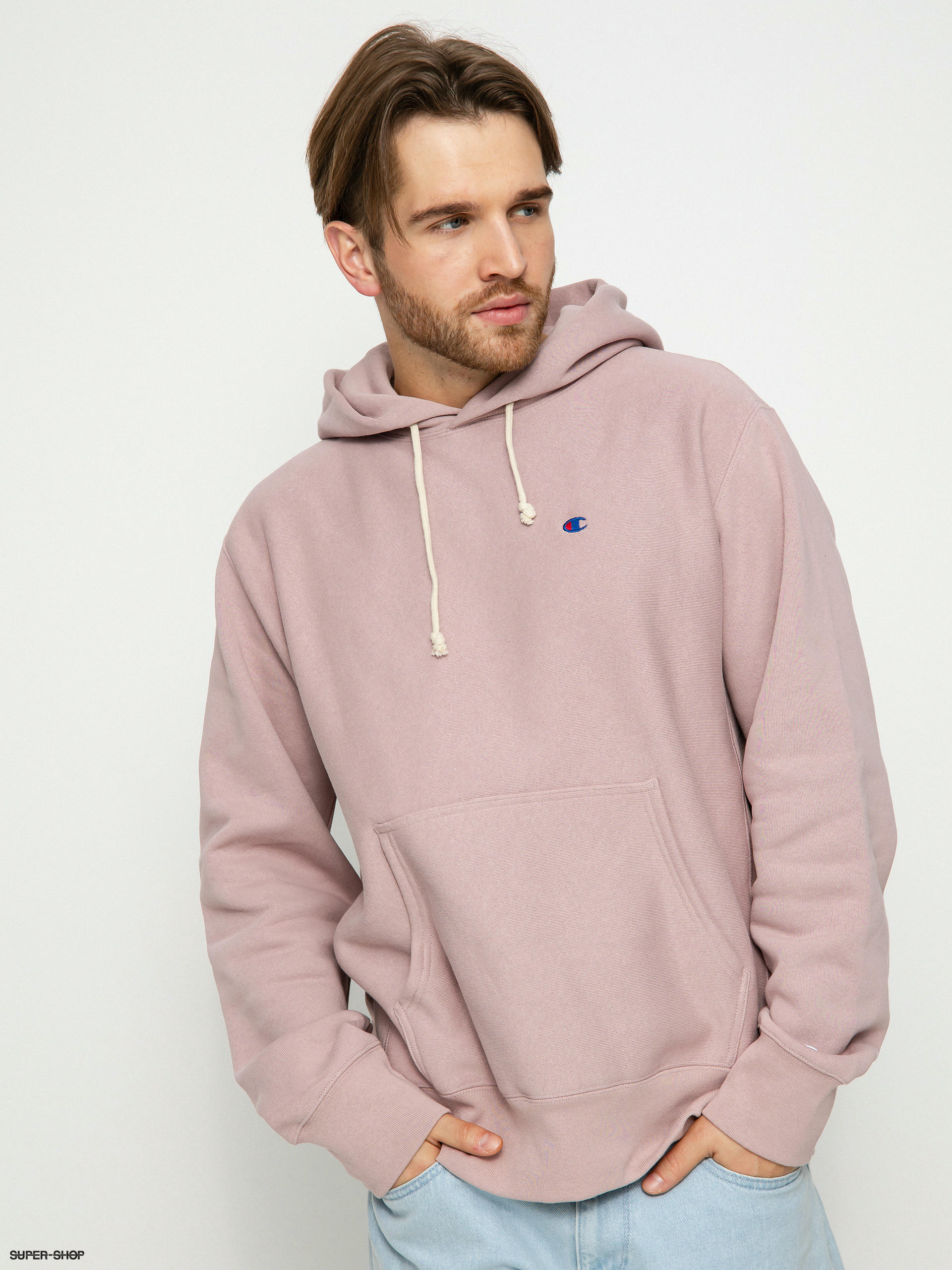 Pink champion hooded outlet sweatshirt