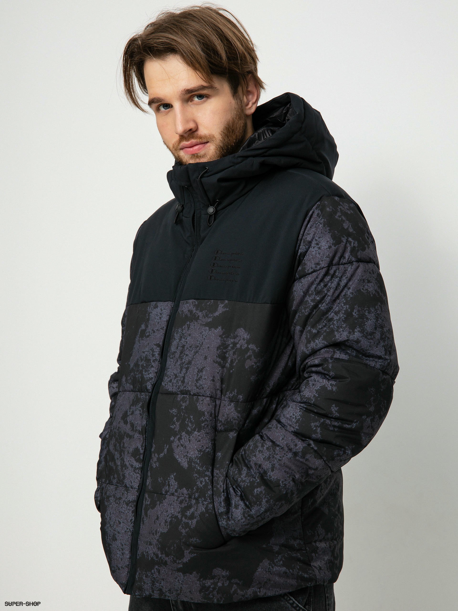 Champion hooded cheap puffer jacket