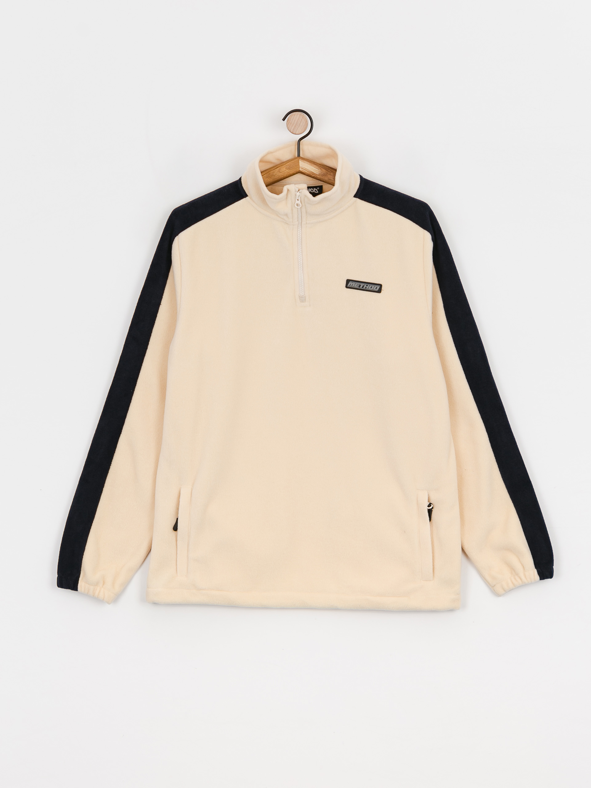 Mens Method Fast Times 1/4 Zip Fleece (oat/navy)