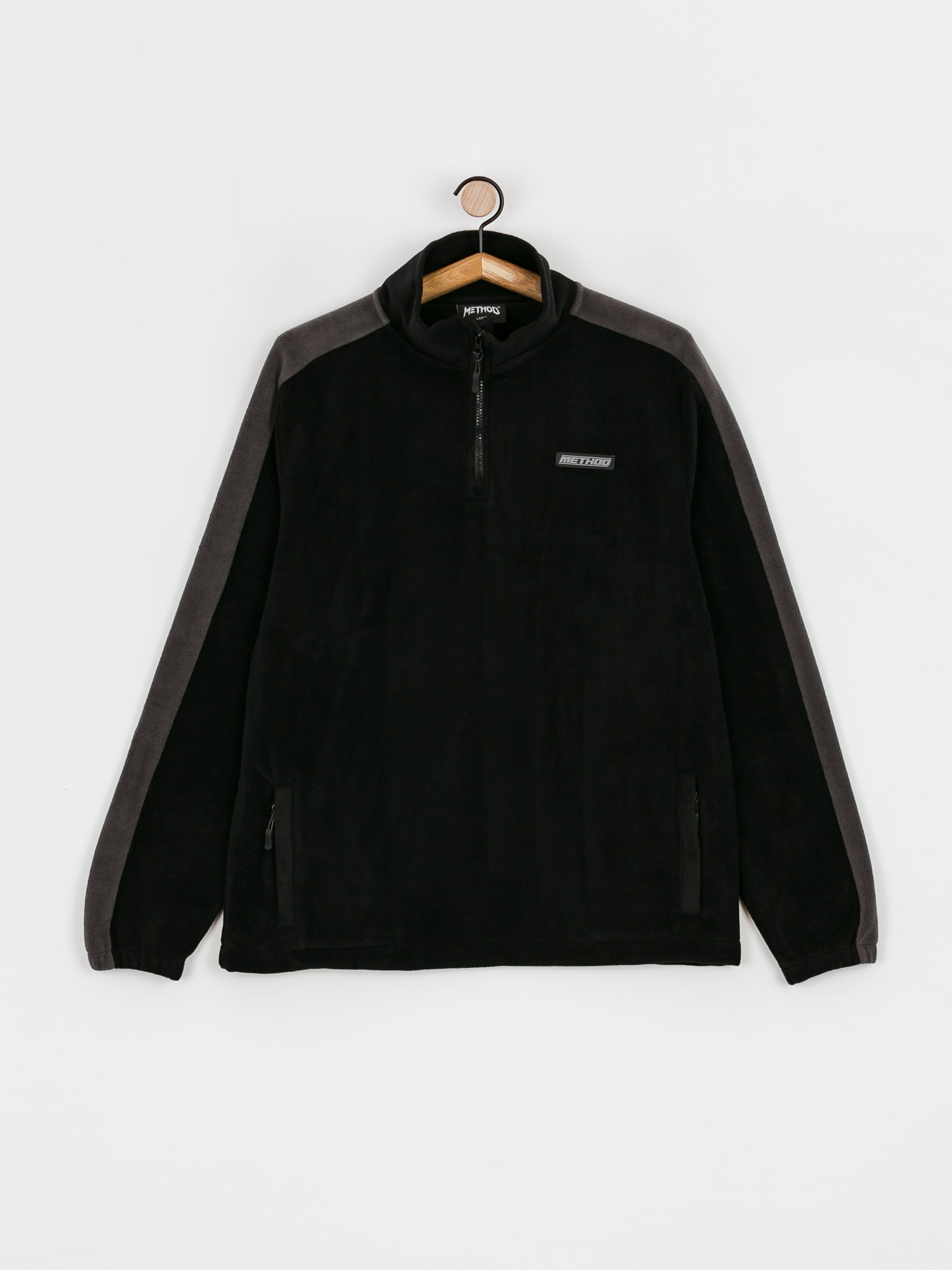 method-fast-times-1-4-zip-fleece-black-dark-grey