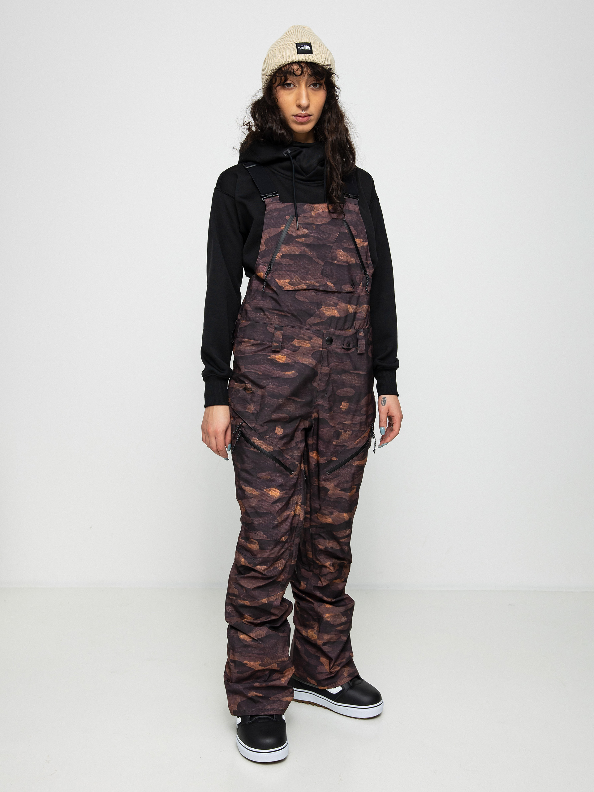 Womens Volcom Elm Stretch Gore Bib Overall Snowboard pants (dusk camo)