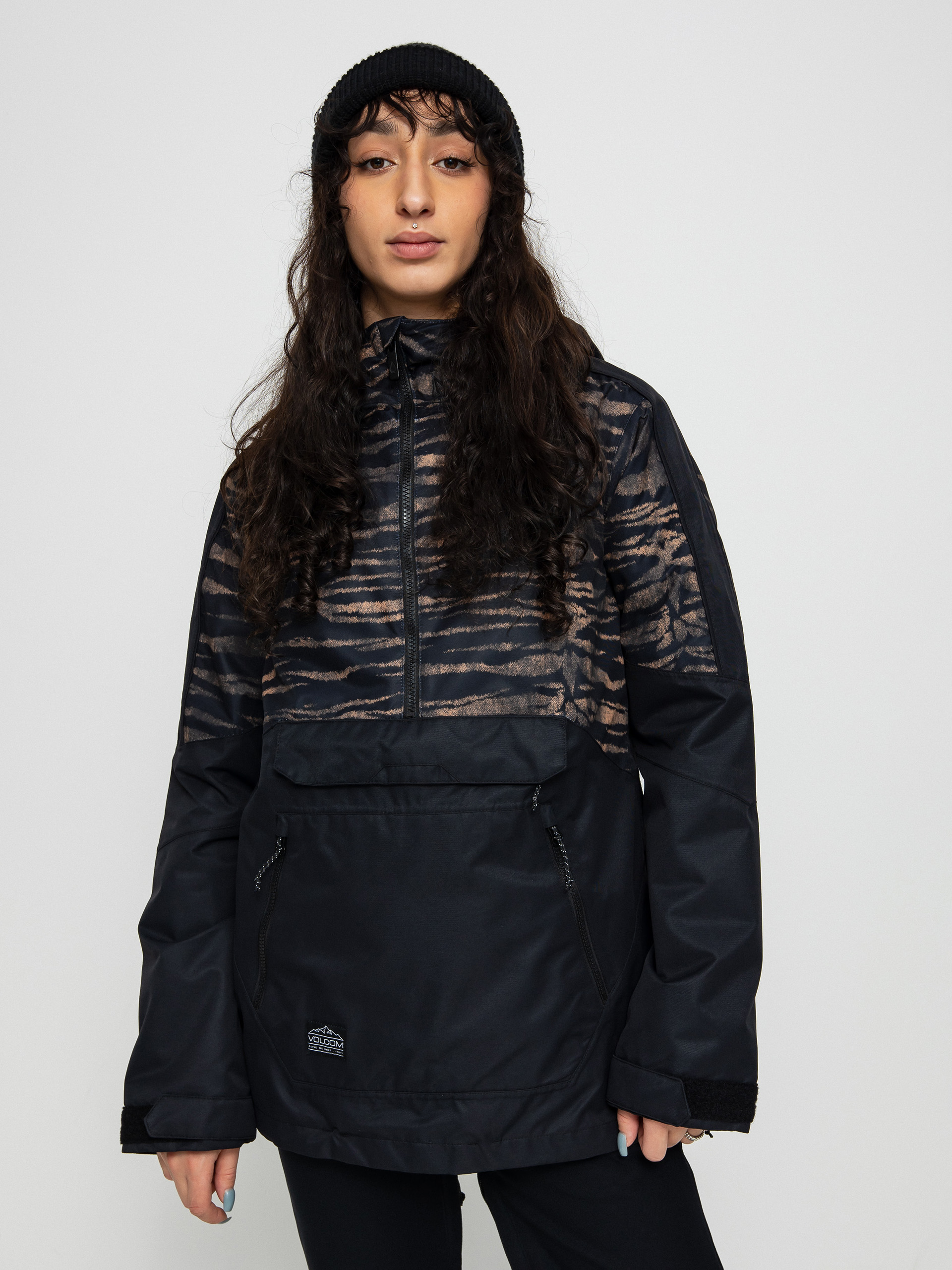 Volcom Mirror Pullover Snowboard jacket Wmn - black (tiger print)