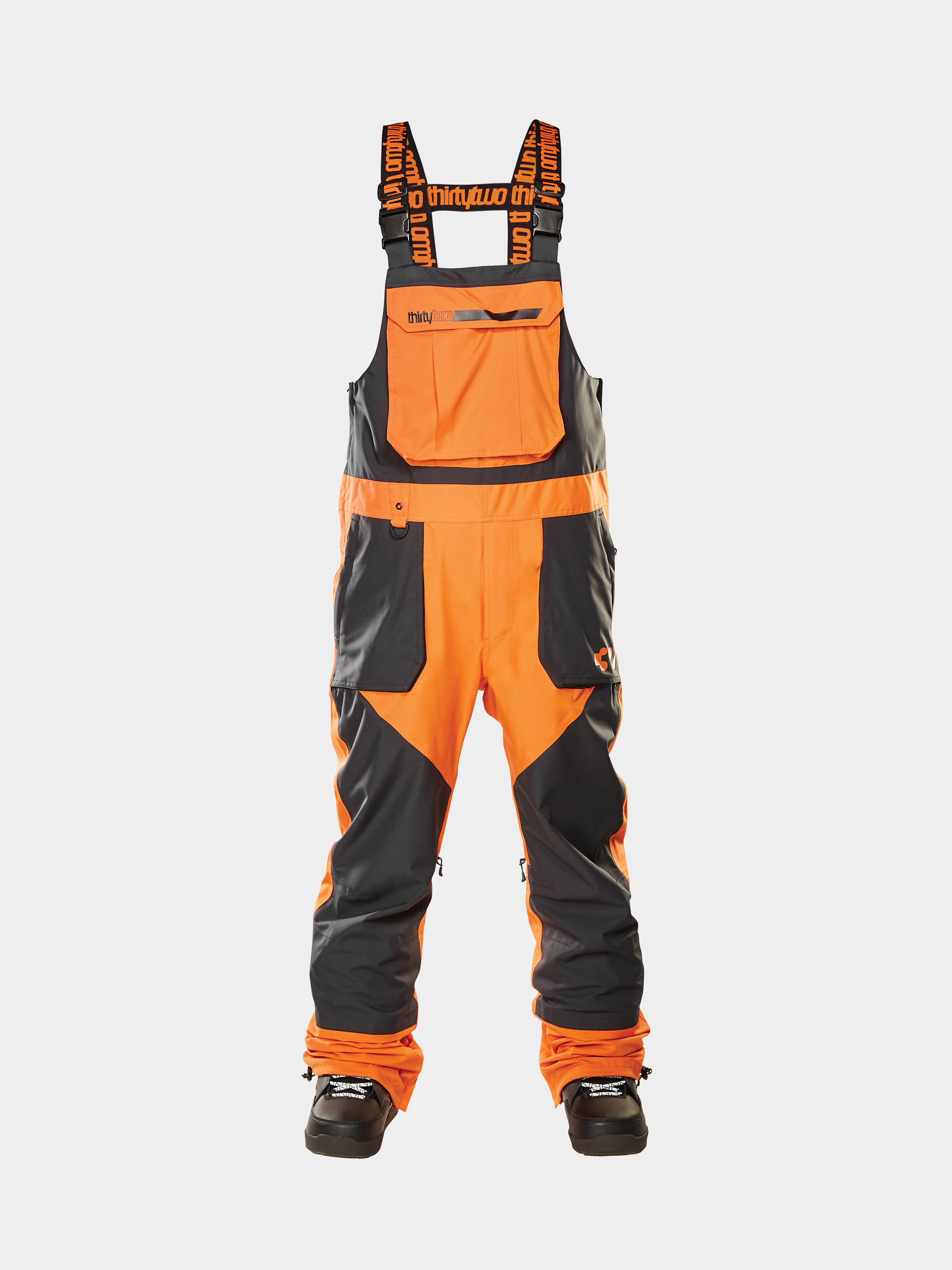 Mens ThirtyTwo Basement Bib Snowboard pants (orange)