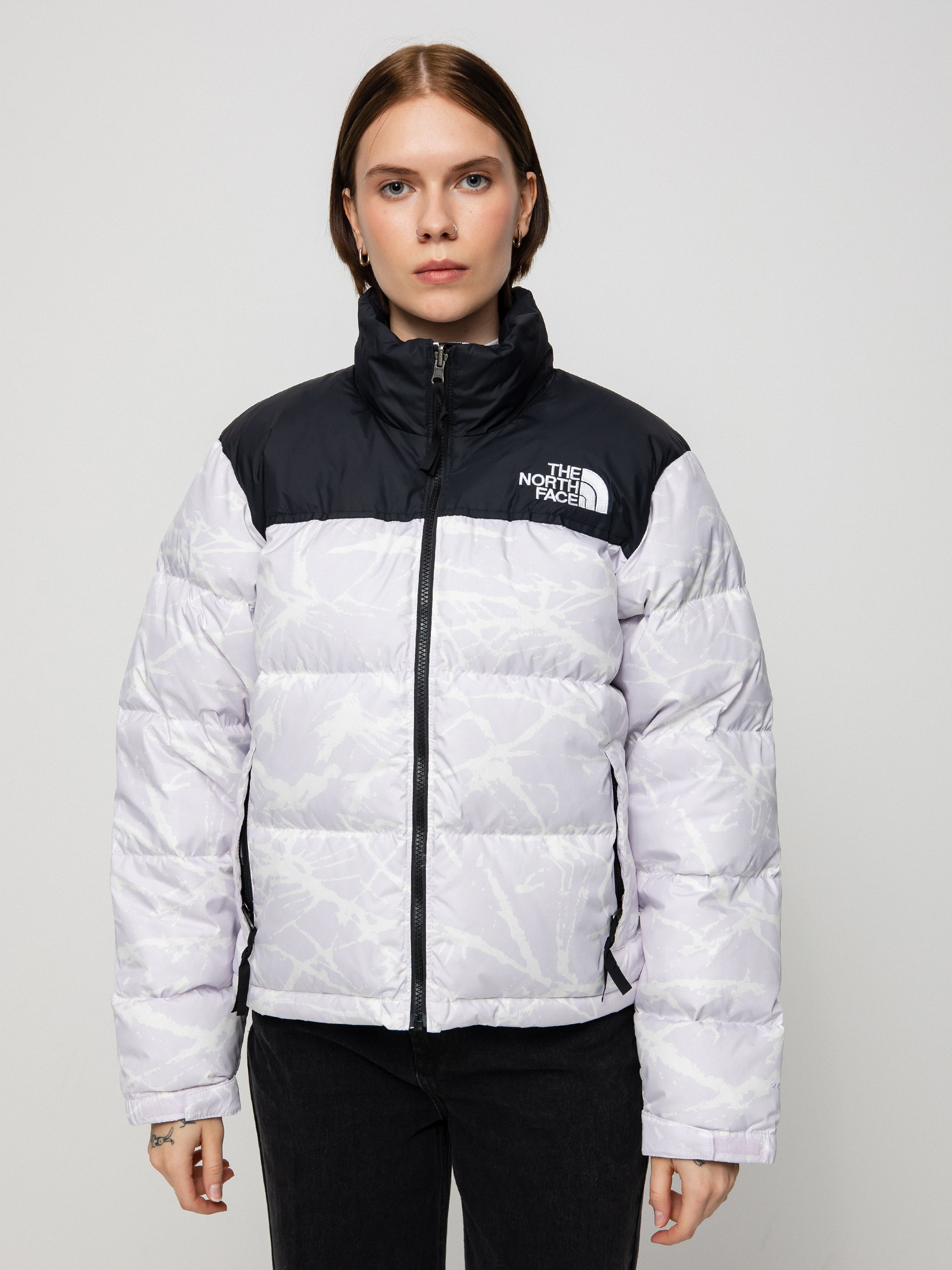 The North Face Printed 1996 Retro Nuptse Jacket Wmn (lavender fog mountain splatter print)