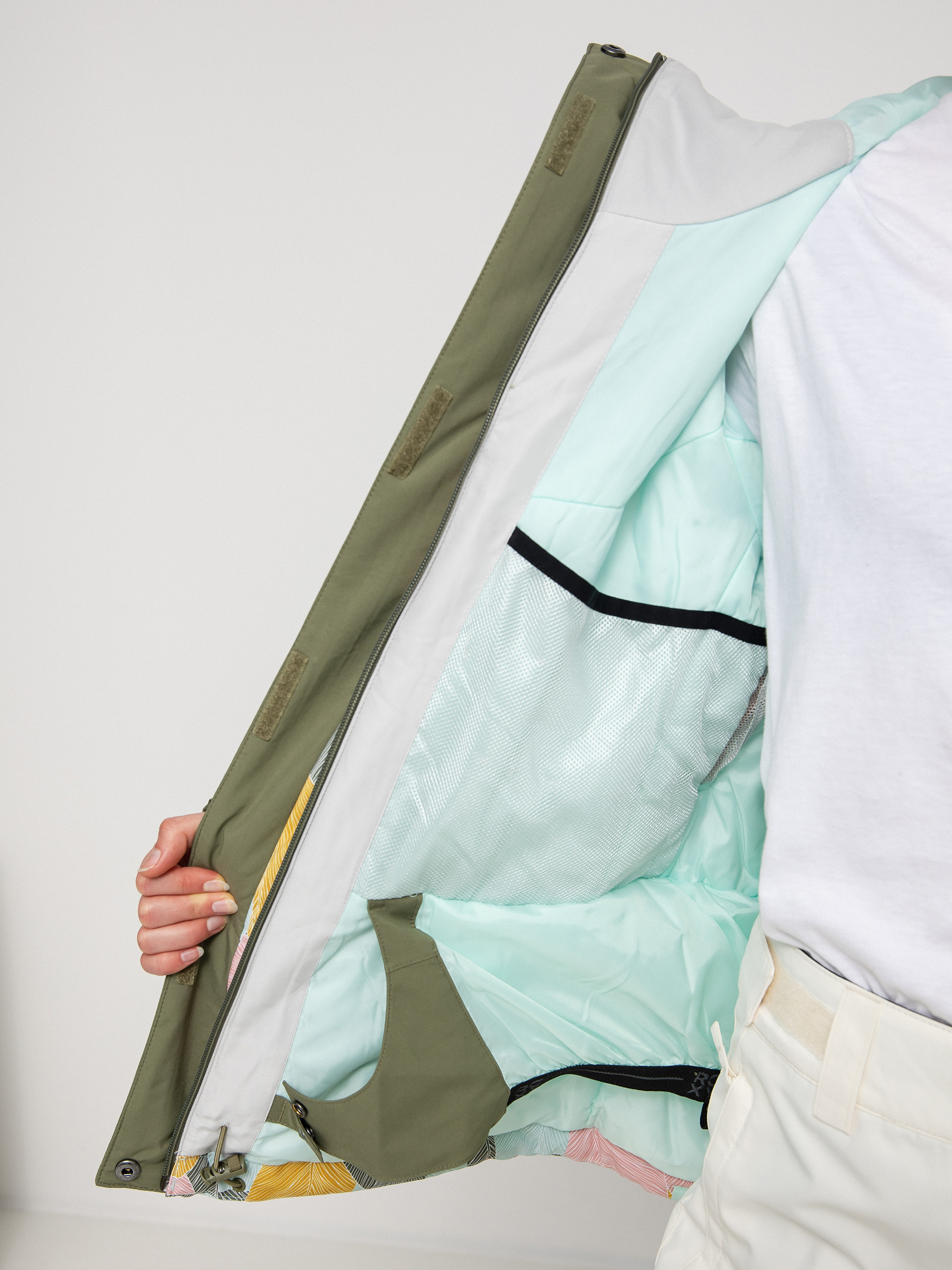 Damen Roxy Galaxy Print Block Snowboardjacke (deep lichen green la palmeraie)