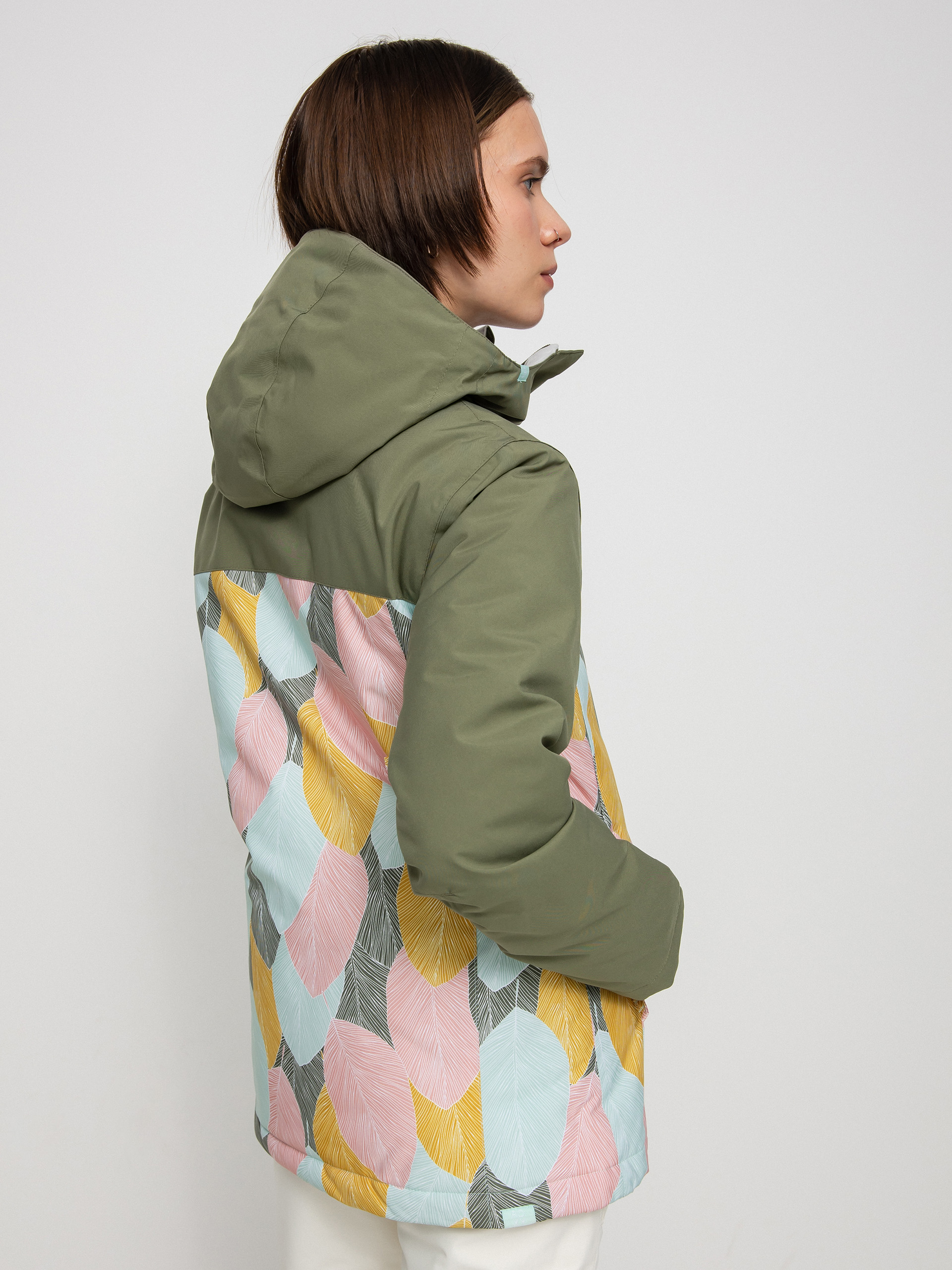 Womens Roxy Galaxy Print Block Snowboard jacket (deep lichen green la palmeraie)