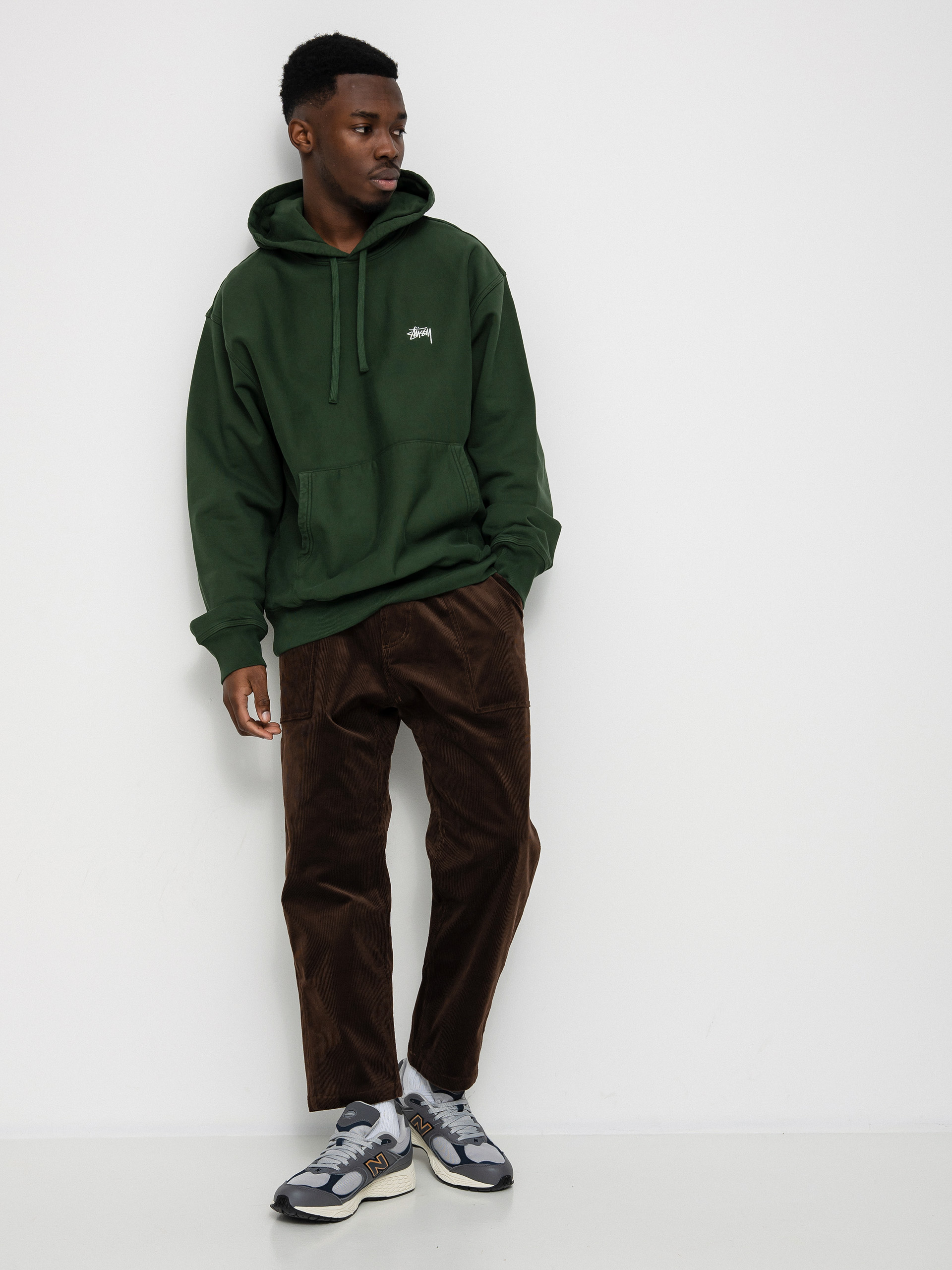 Stussy Stock Logo HD Hoodie Grün (forest)