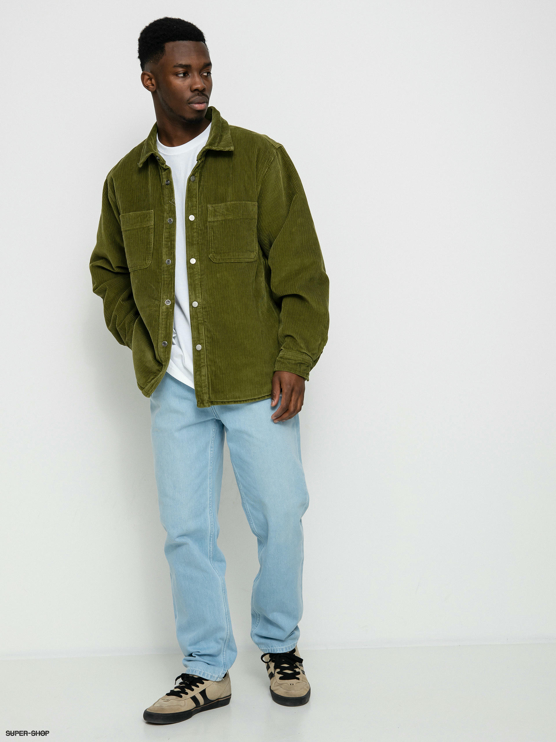 Stussy Cord Quilted Overshirt Jacket (olive)