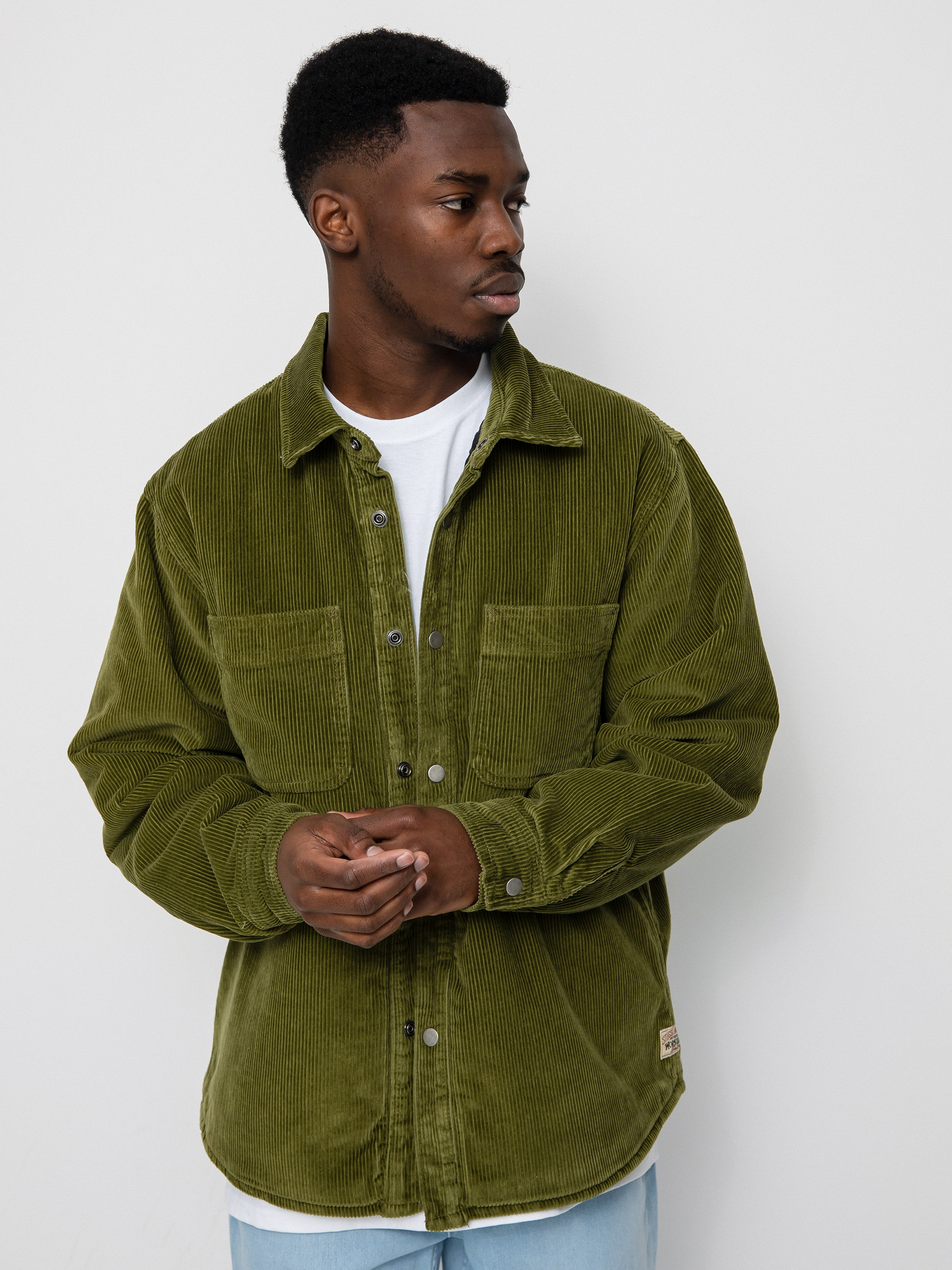 Stussy Cord Quilted Overshirt Jacket - green (olive)