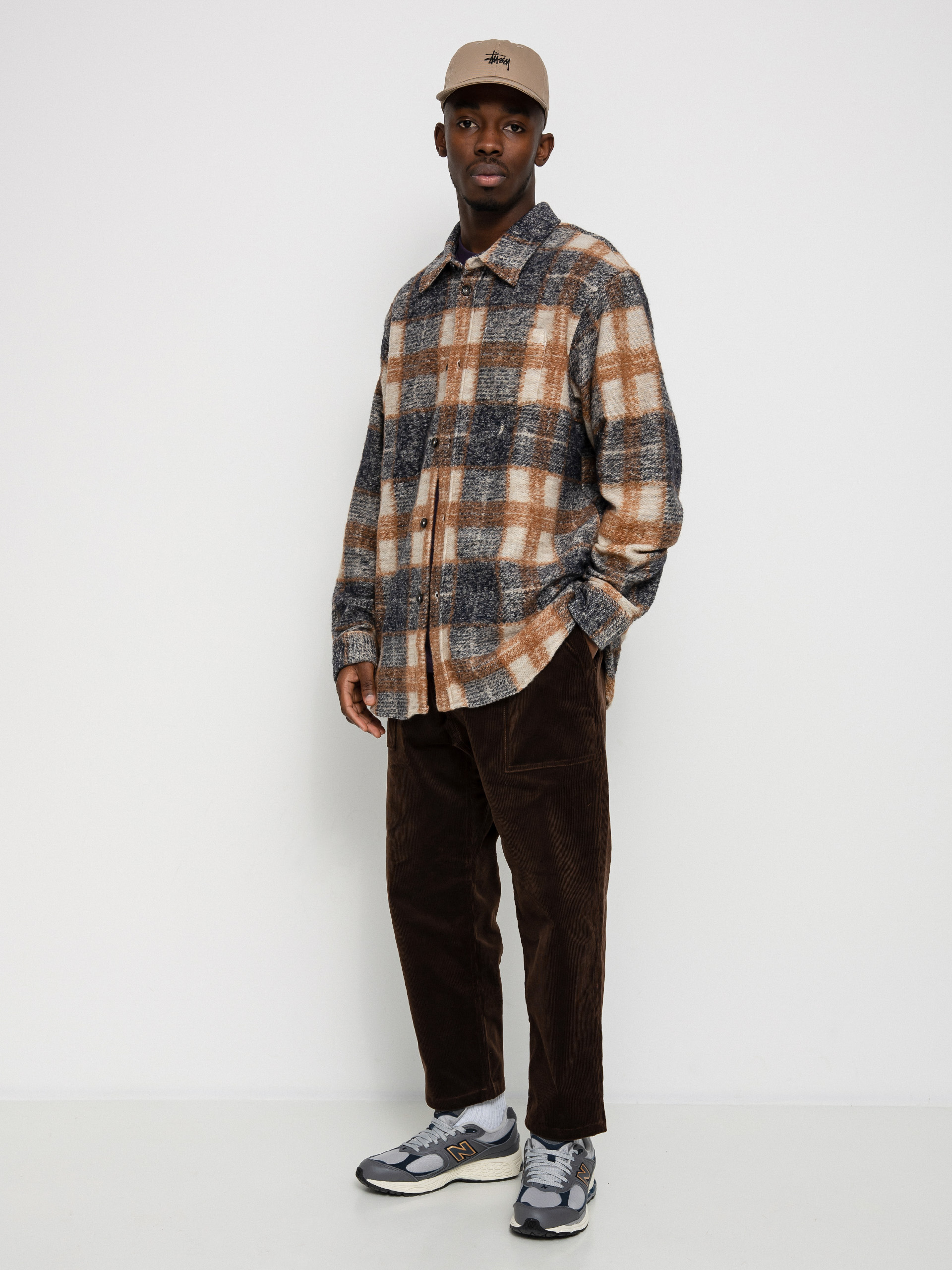 Stussy Plaid Knit Shirt (navy)