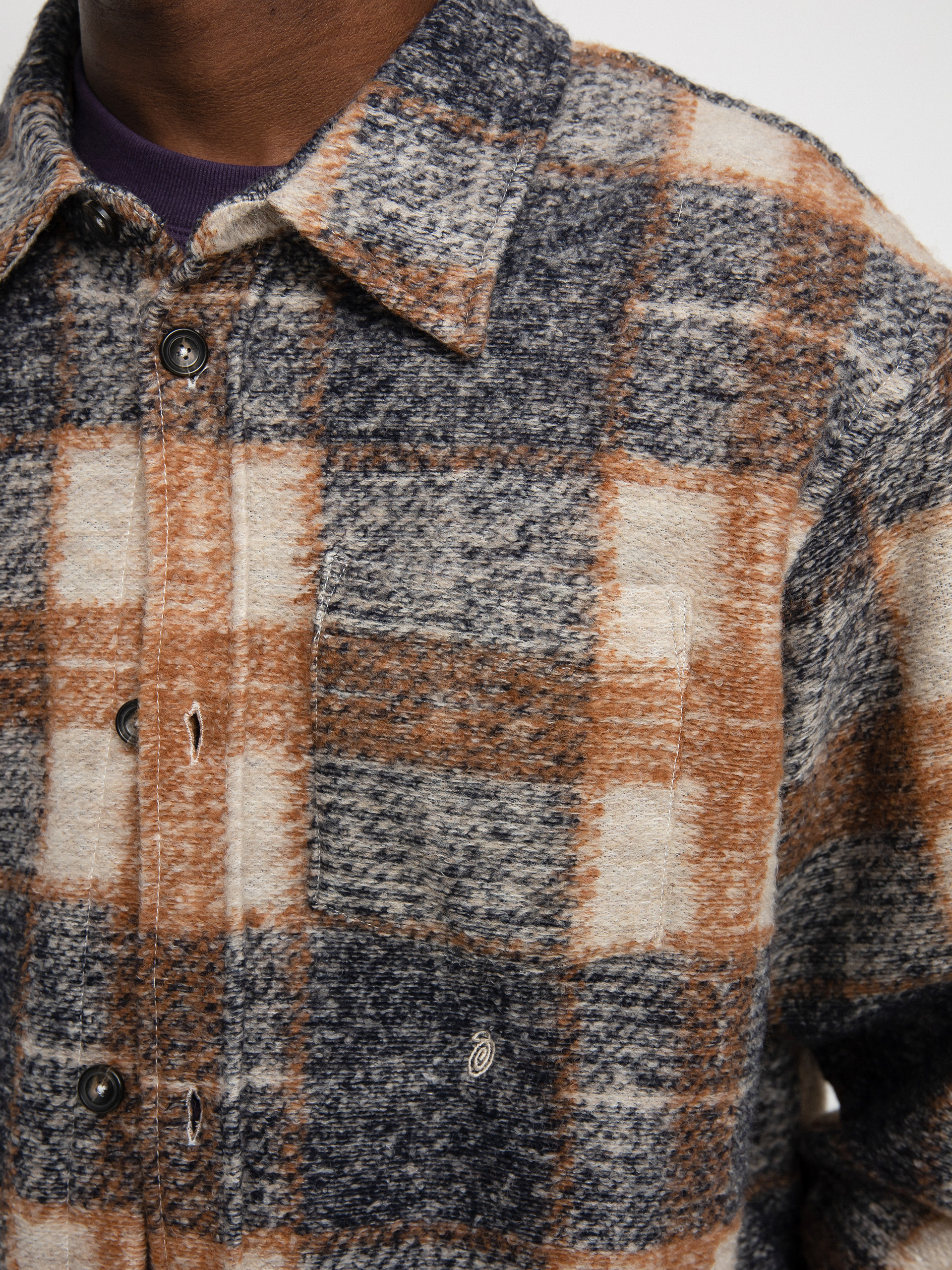 Stussy Plaid Knit Shirt (navy)