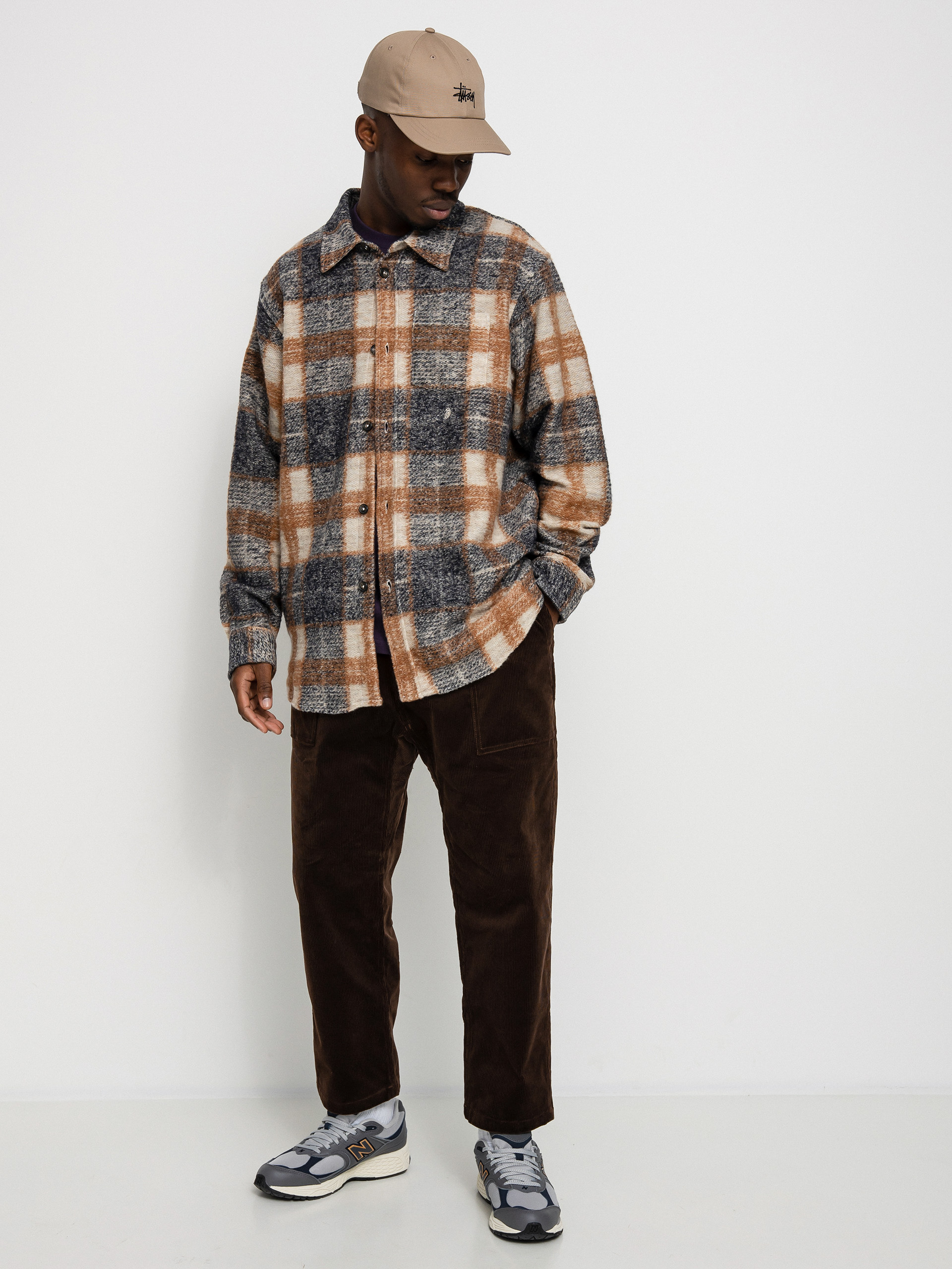 Stussy Plaid Knit Shirt (navy)