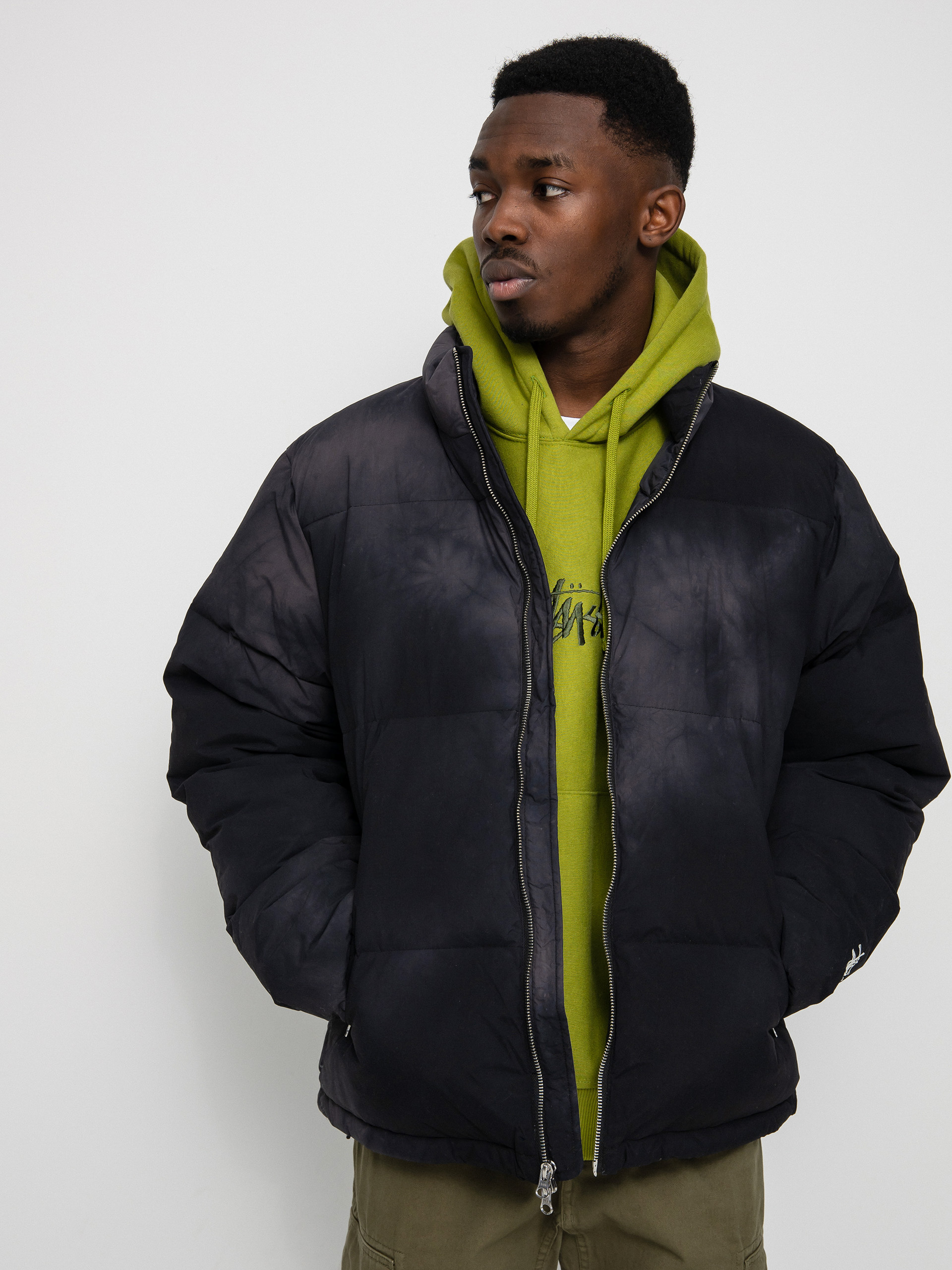 Stussy Recycled Nylon Down Puffer Jacket (vintage black)