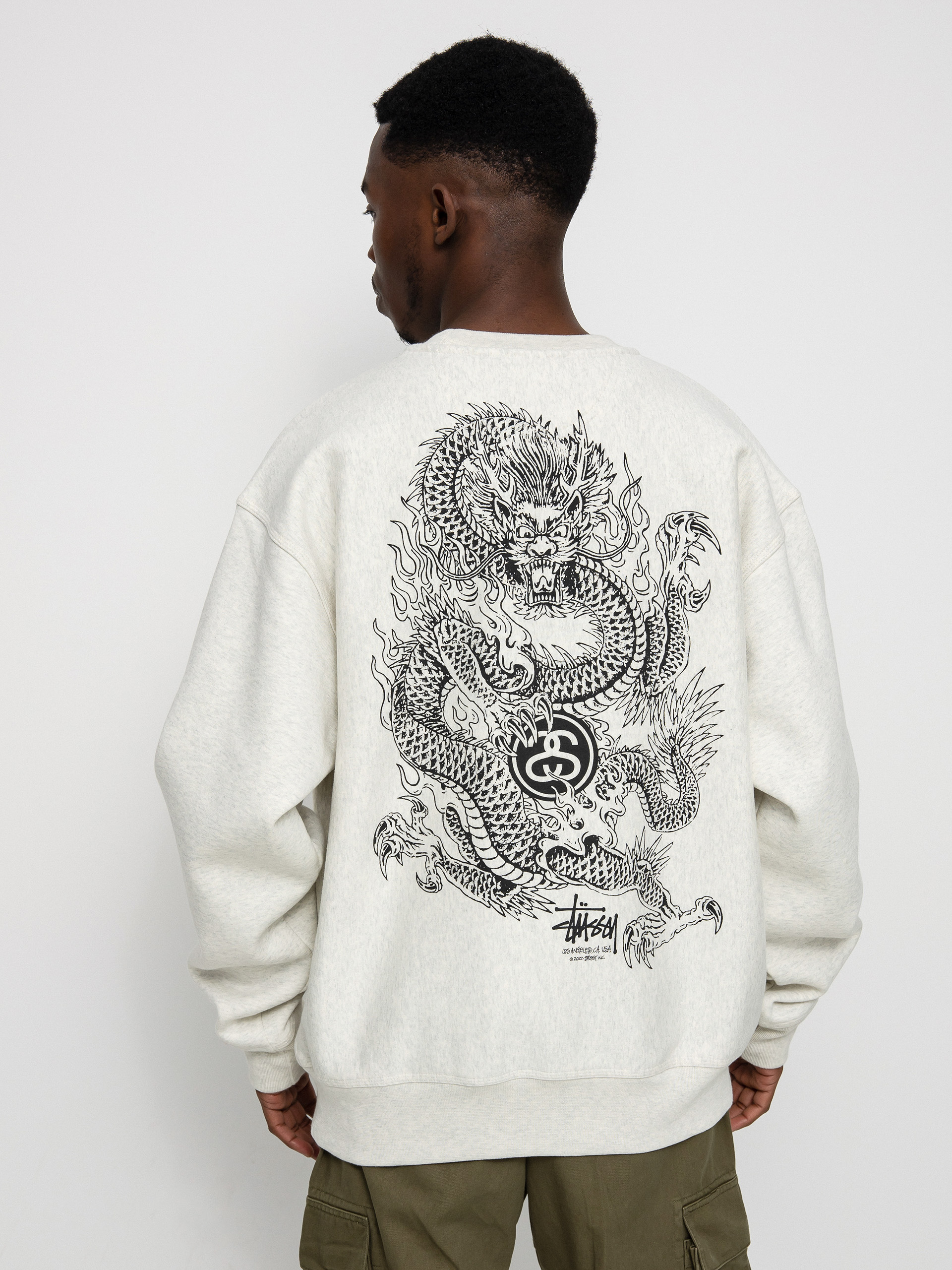 Stussy Dragon Crew Sweatshirt (ash heather)