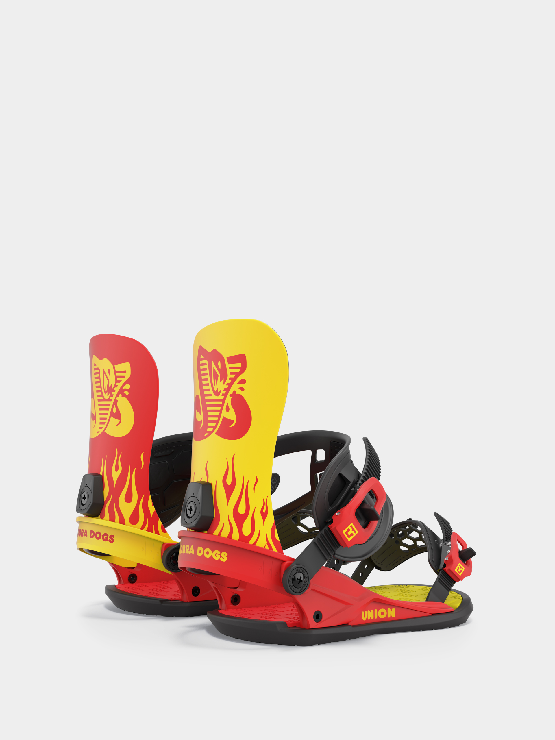 Union Strata x Cobra Dogs Snowboard bindings - red, yellow (yellow