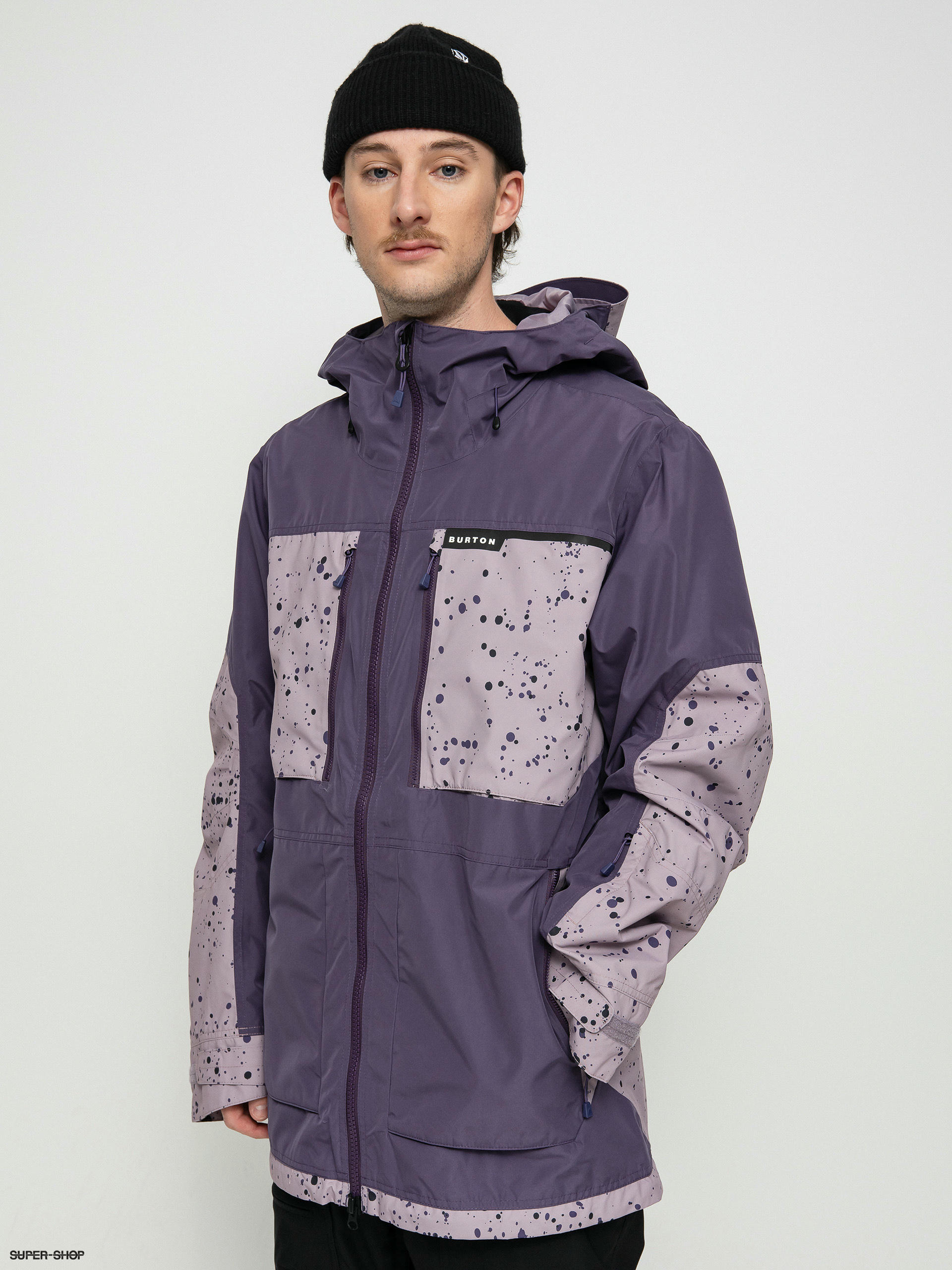 Mens Burton Frostner Snowboard jacket violet halo elderberry spatter