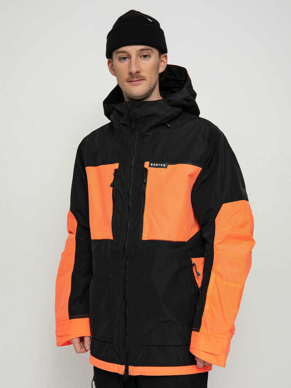 Mens Burton Frostner Snowboard jacket (true black/tetra orange)