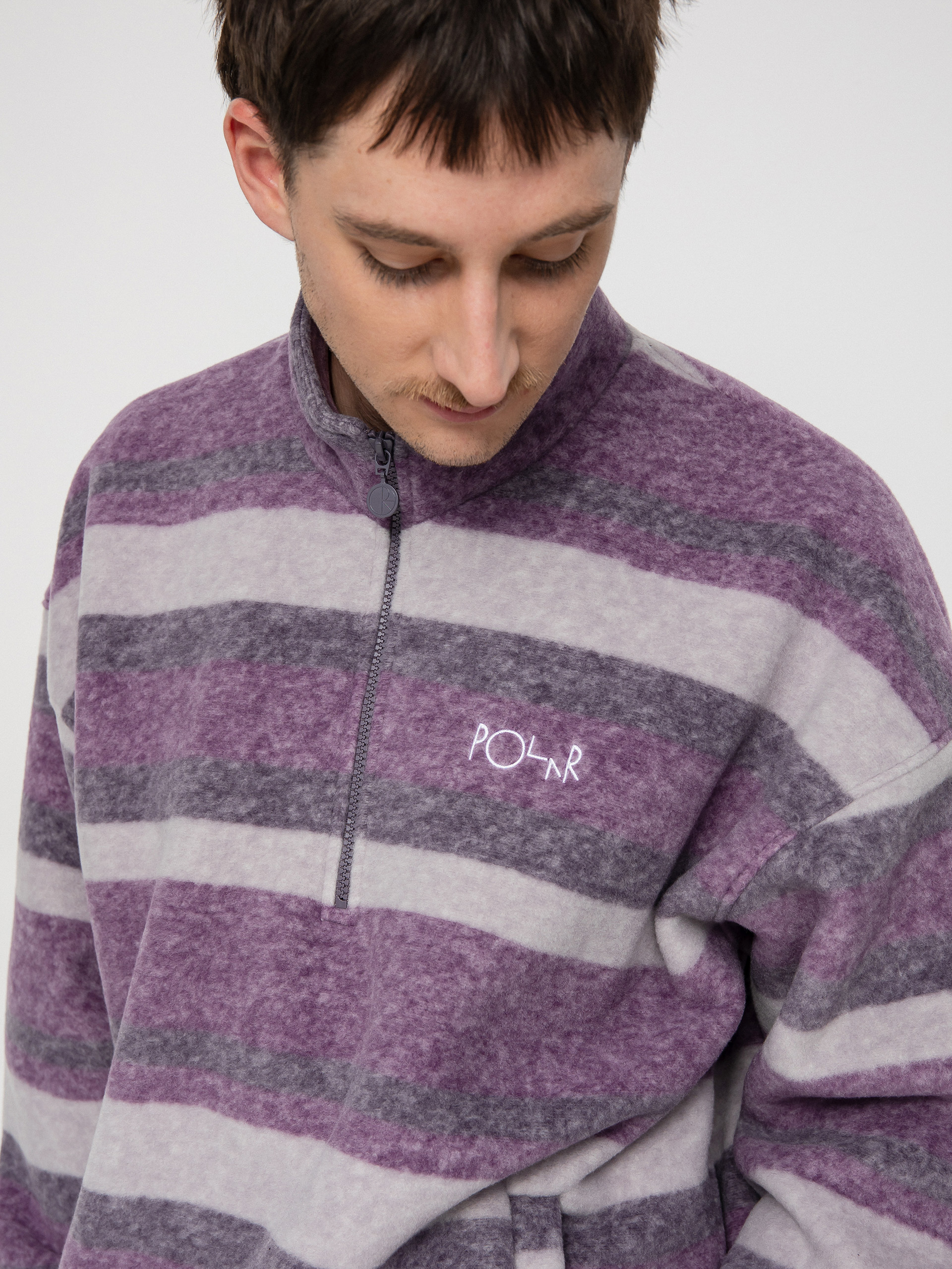 Polar Skate Stripe Fleece Pullover Sweatshirt (light purple)