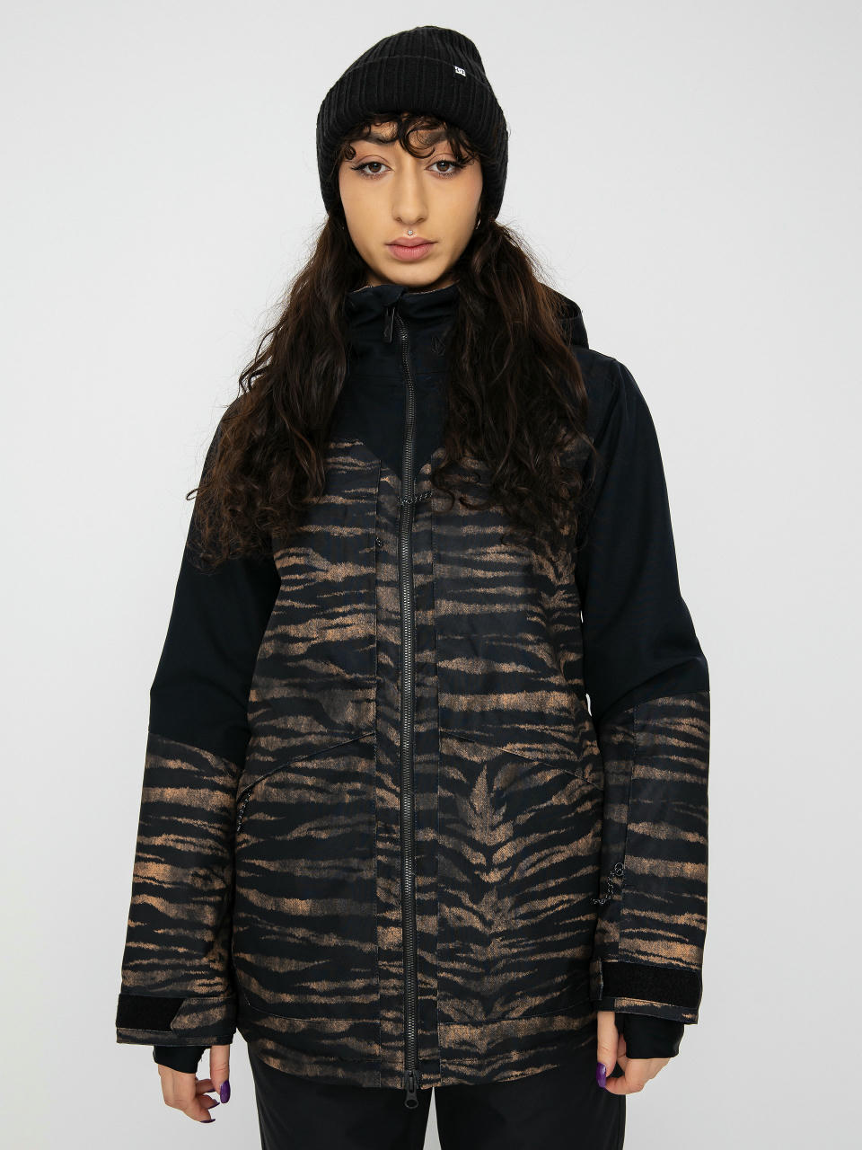 Damen Volcom Shelter 3D Stretch Snowboardjacke (tiger print)