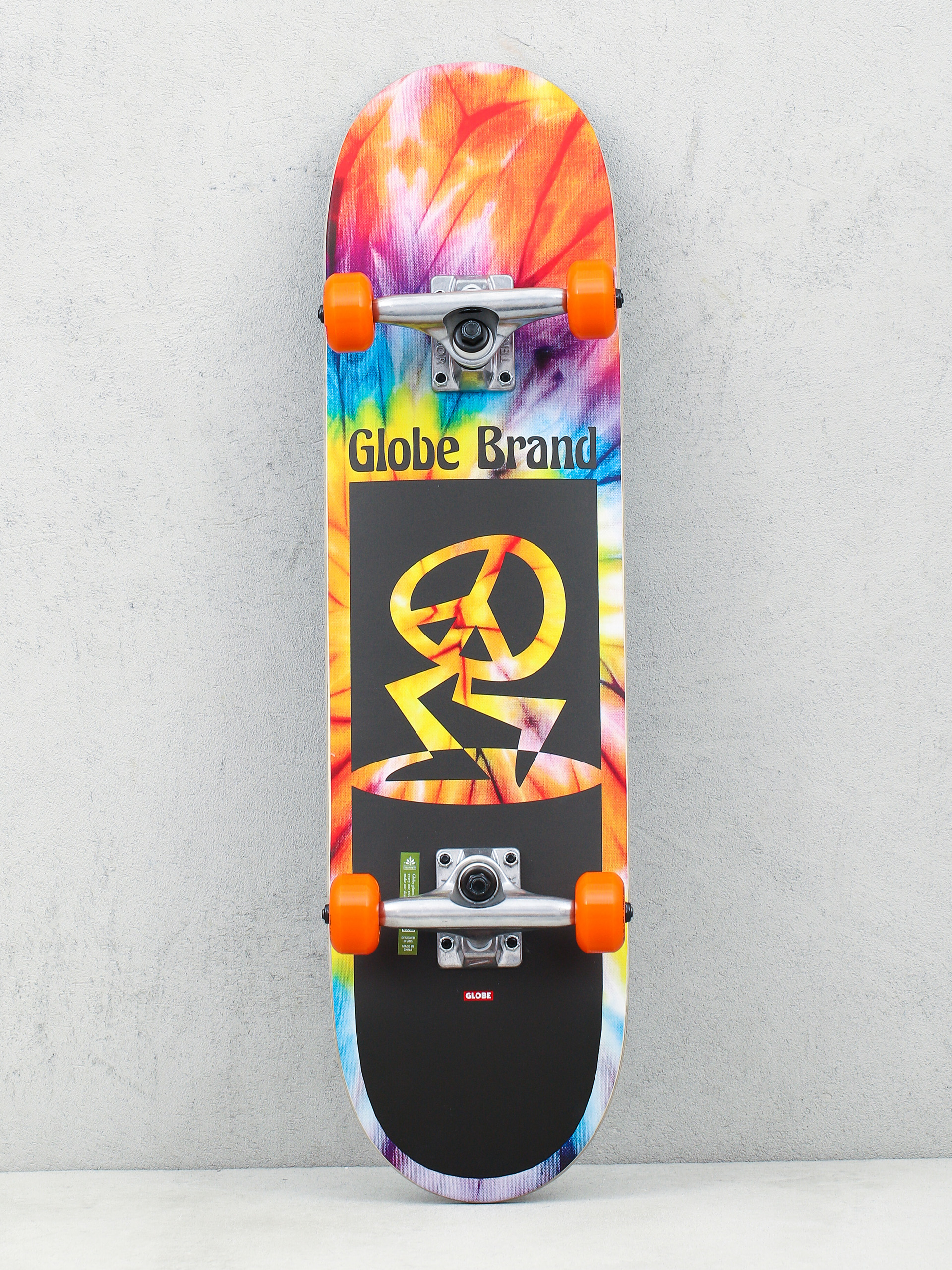 Globe Peace Man Mid Skateboard (spiral dye/black)