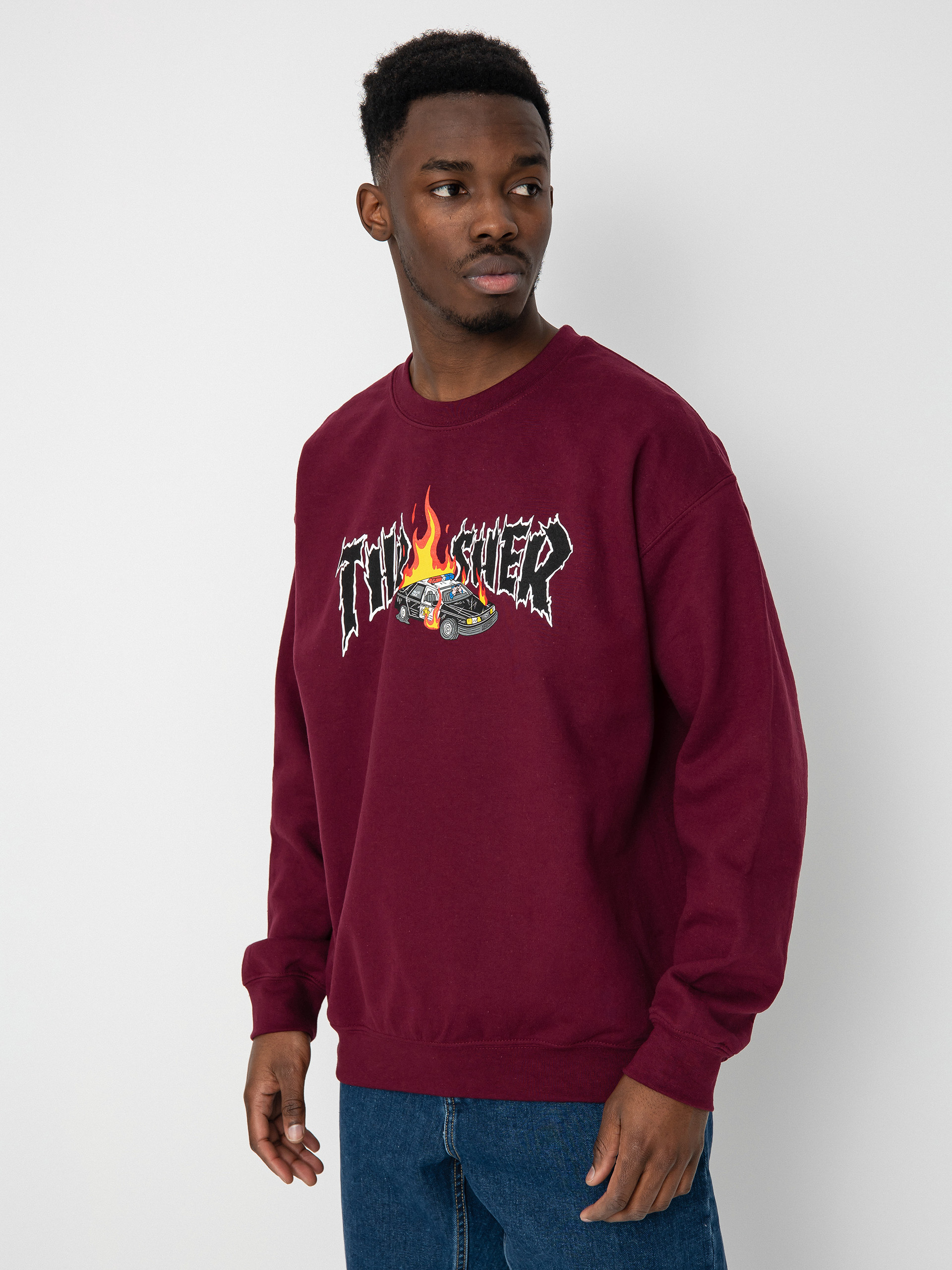 Thrasher Cop Car Crew Sweatshirt (maroon)