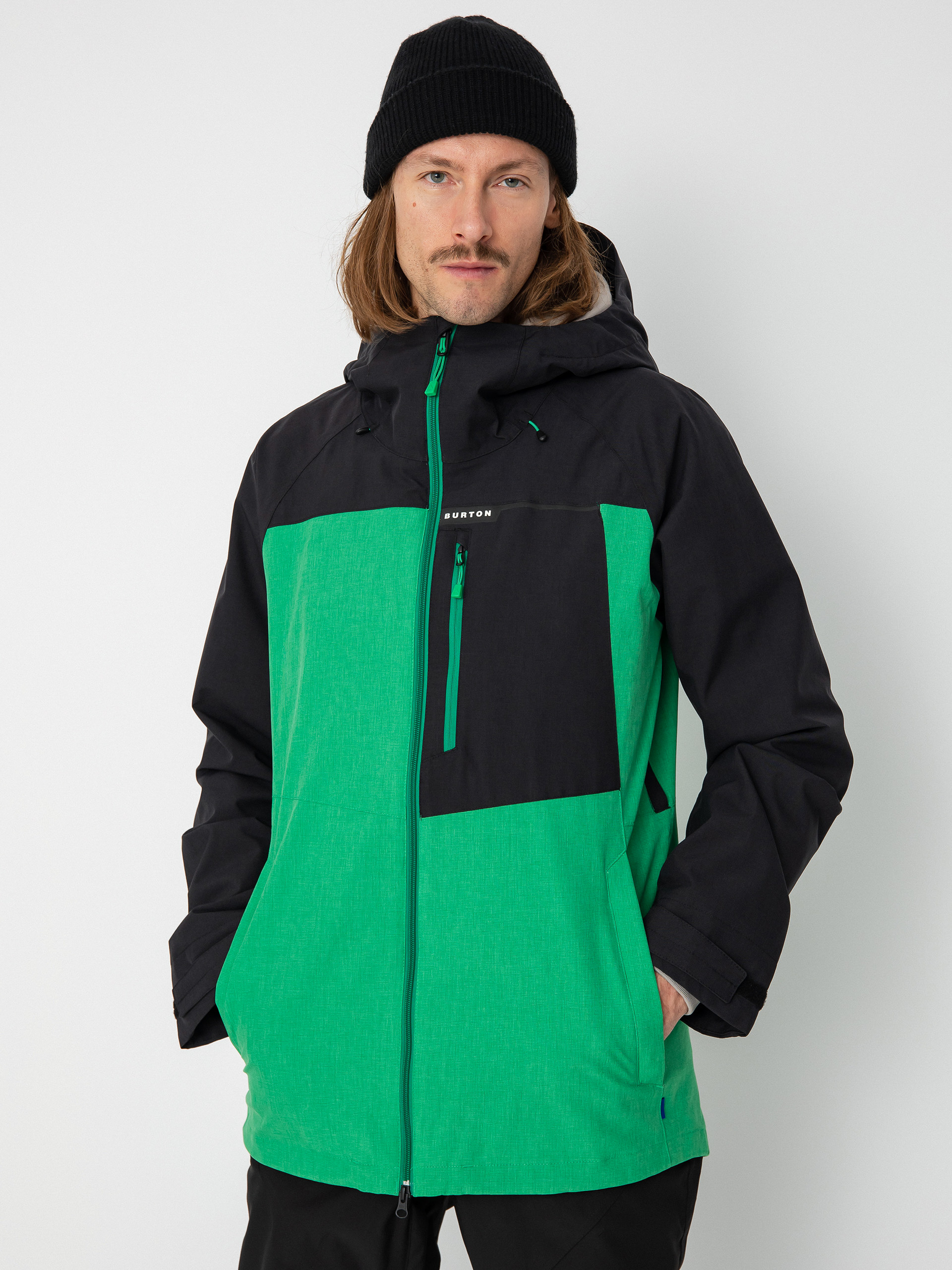 Mens Burton Lodgepole Snowboard jacket (true black/clover green)