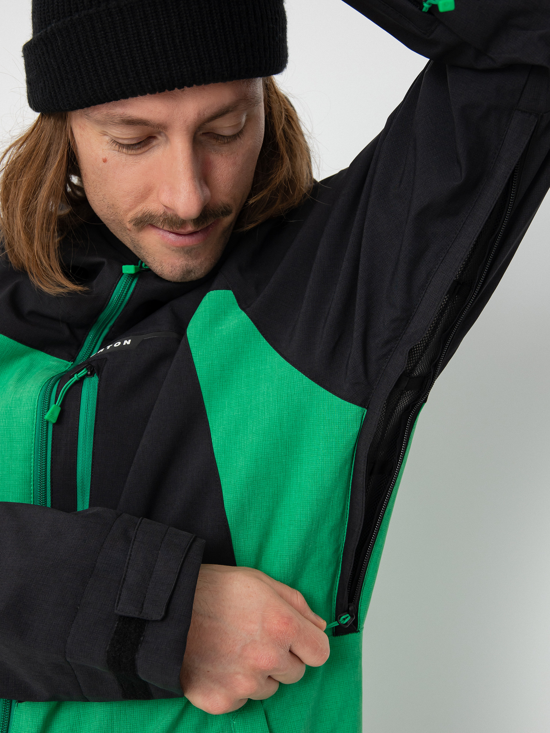 Mens Burton Lodgepole Snowboard jacket (true black/clover green)
