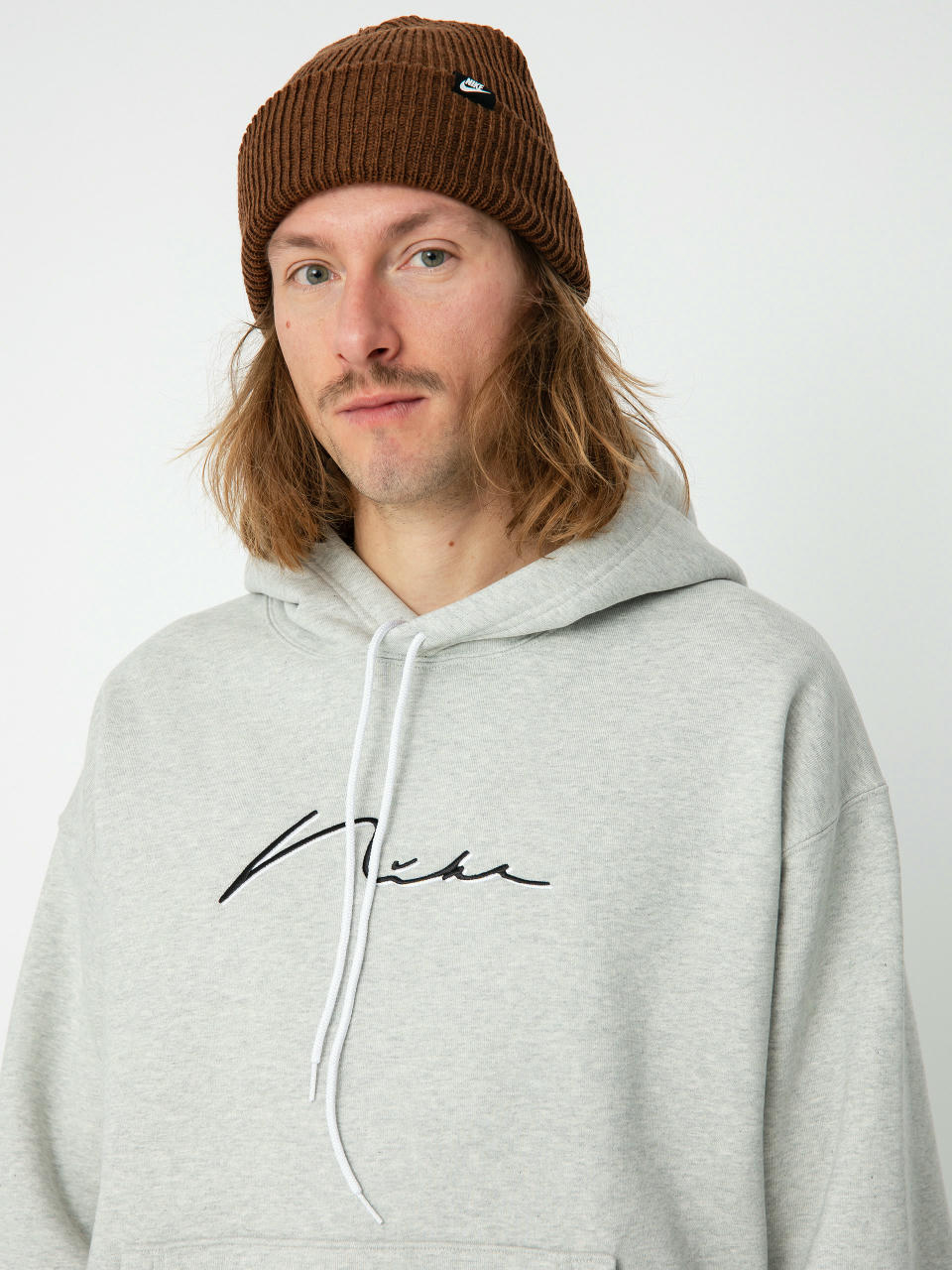 Nike SB Hand Scrpt Logo HD Hoodie (grey heather/white)