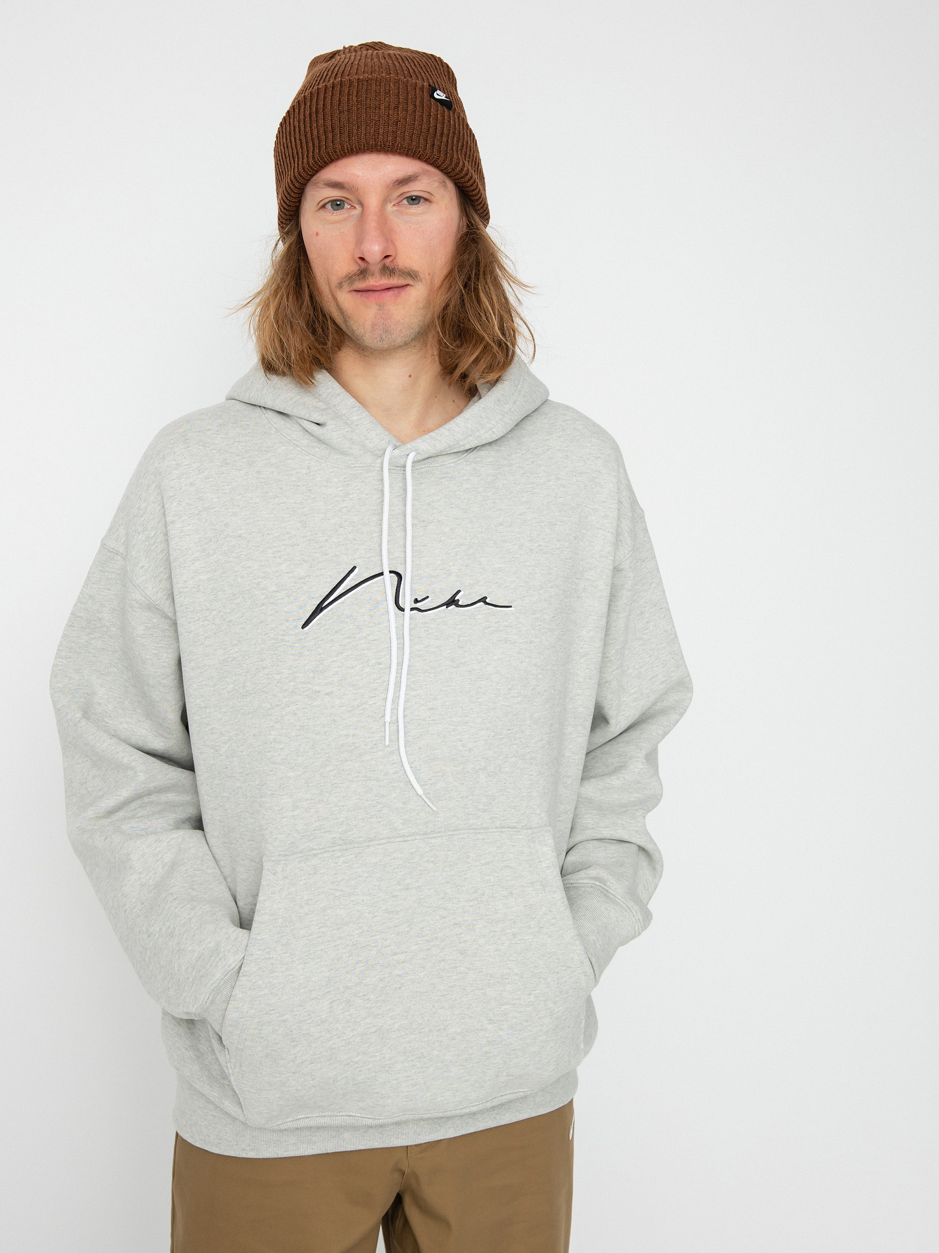 Nike SB Hand Scrpt Logo HD Hoodie (grey heather/white)