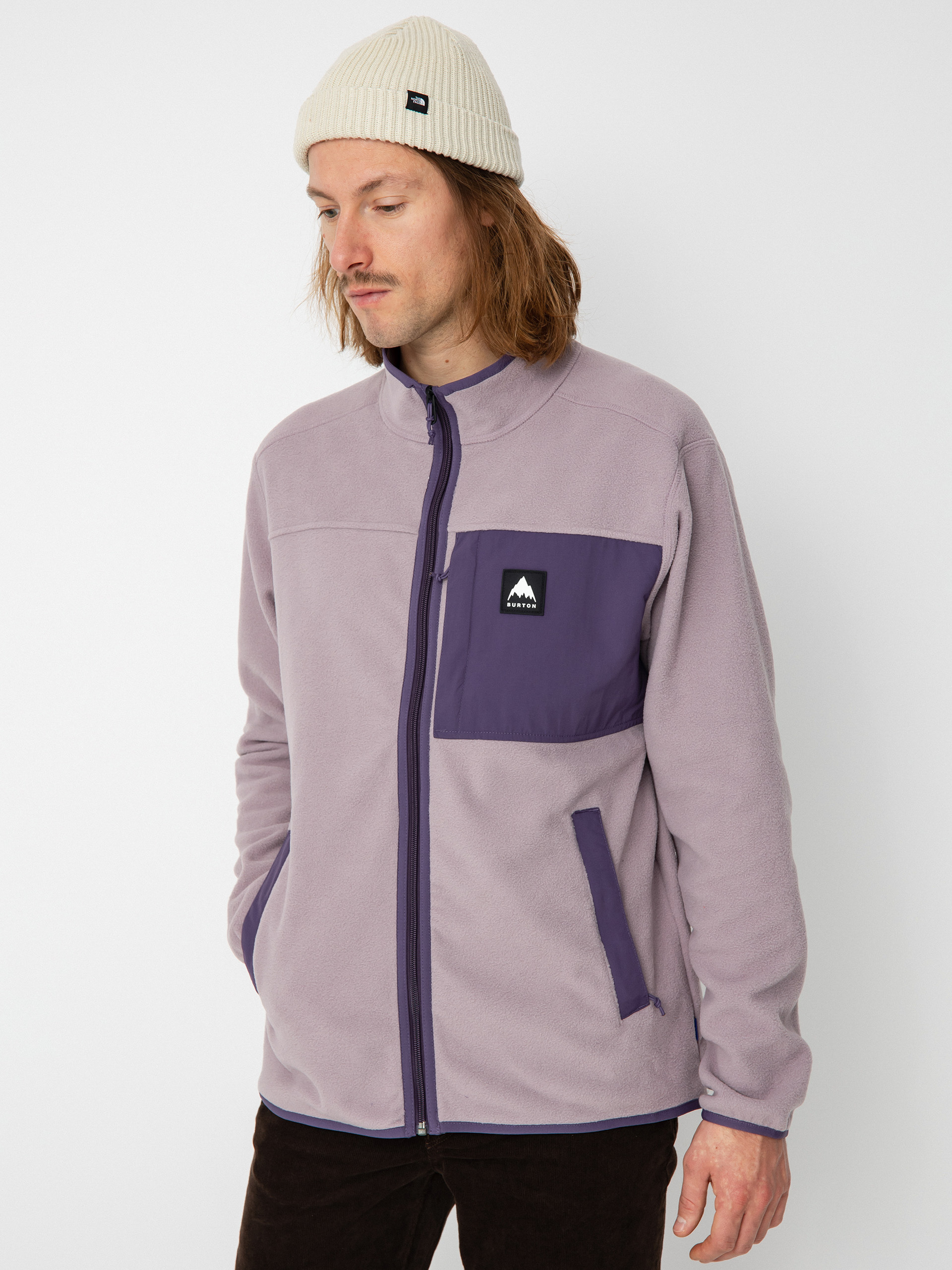 Mens Burton Hearth Full Zip Fleece  (elderberry/violet halo)