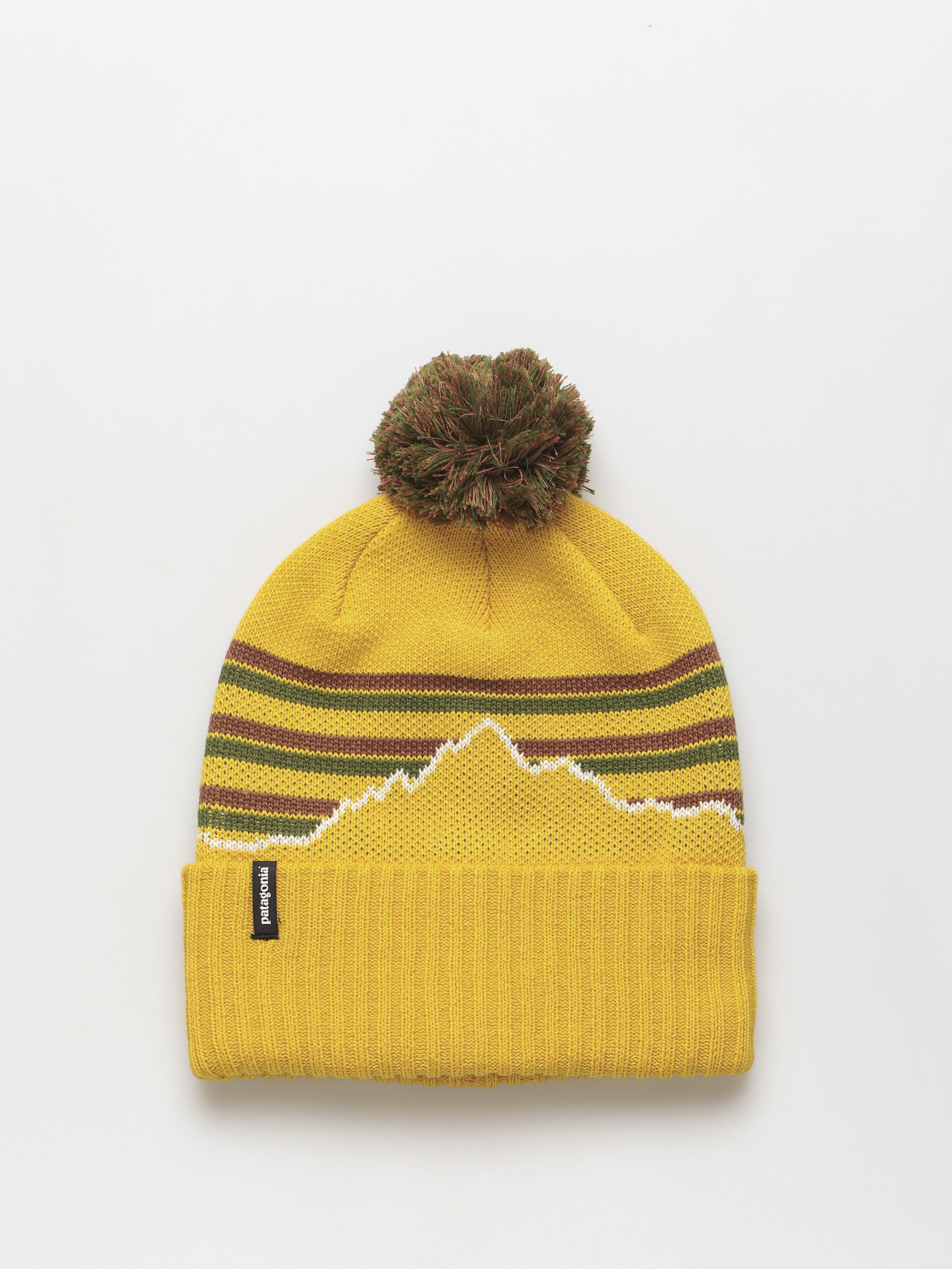 Patagonia Powder Town Beanie (fitz roy stripe knit/cabin gold)