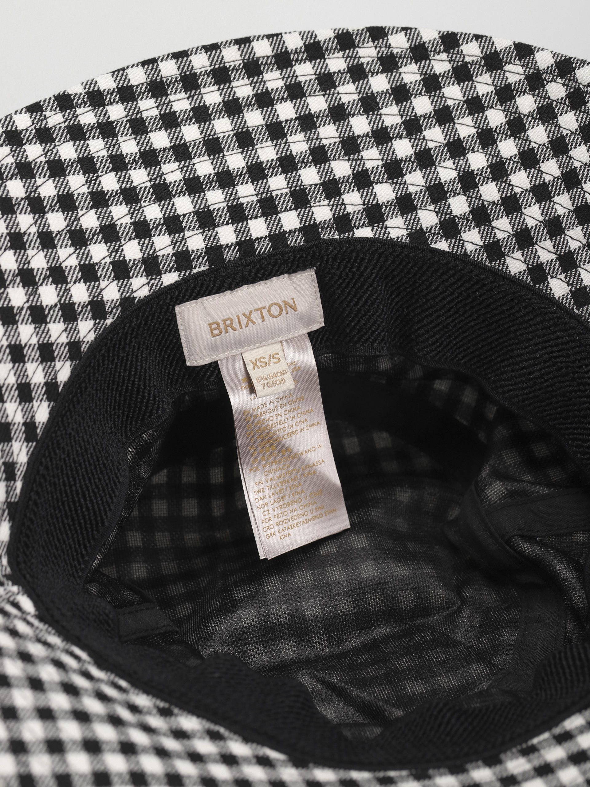 Brixton Petra Packable Bucket Hat (black gingham)
