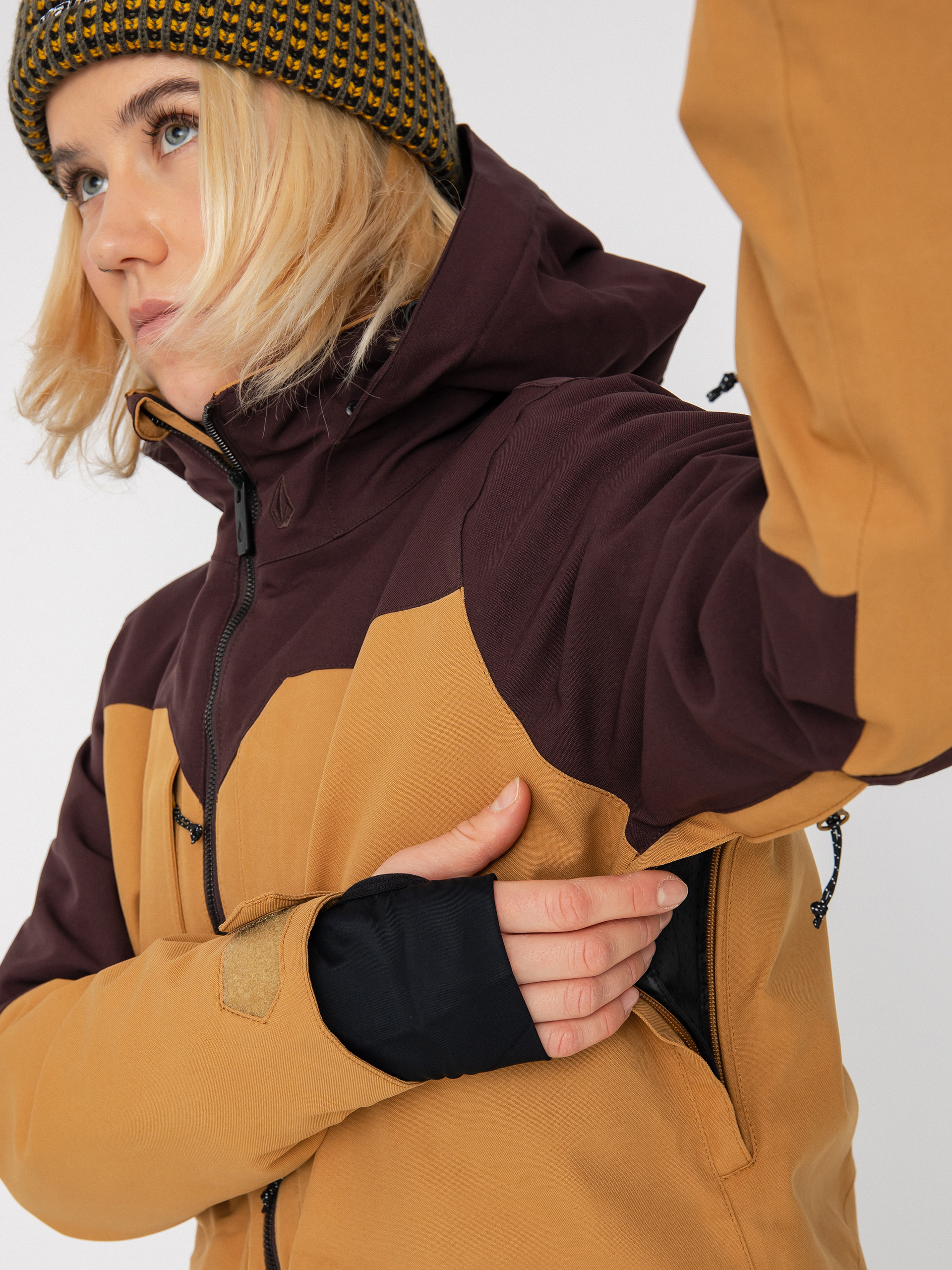 Damen Volcom Shelter 3D Stretch Snowboardjacke (caramel)