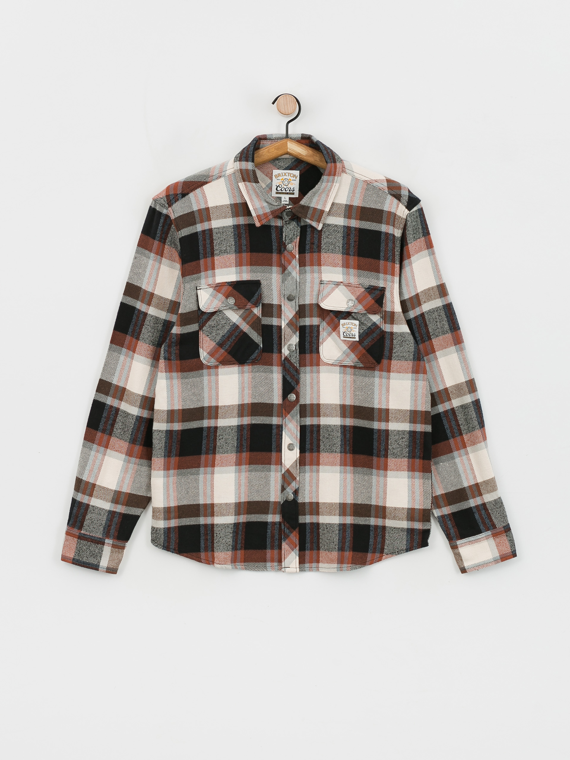 Brixton Coors Pow Bowery Flannel Ls Shirt (river blue/off white)