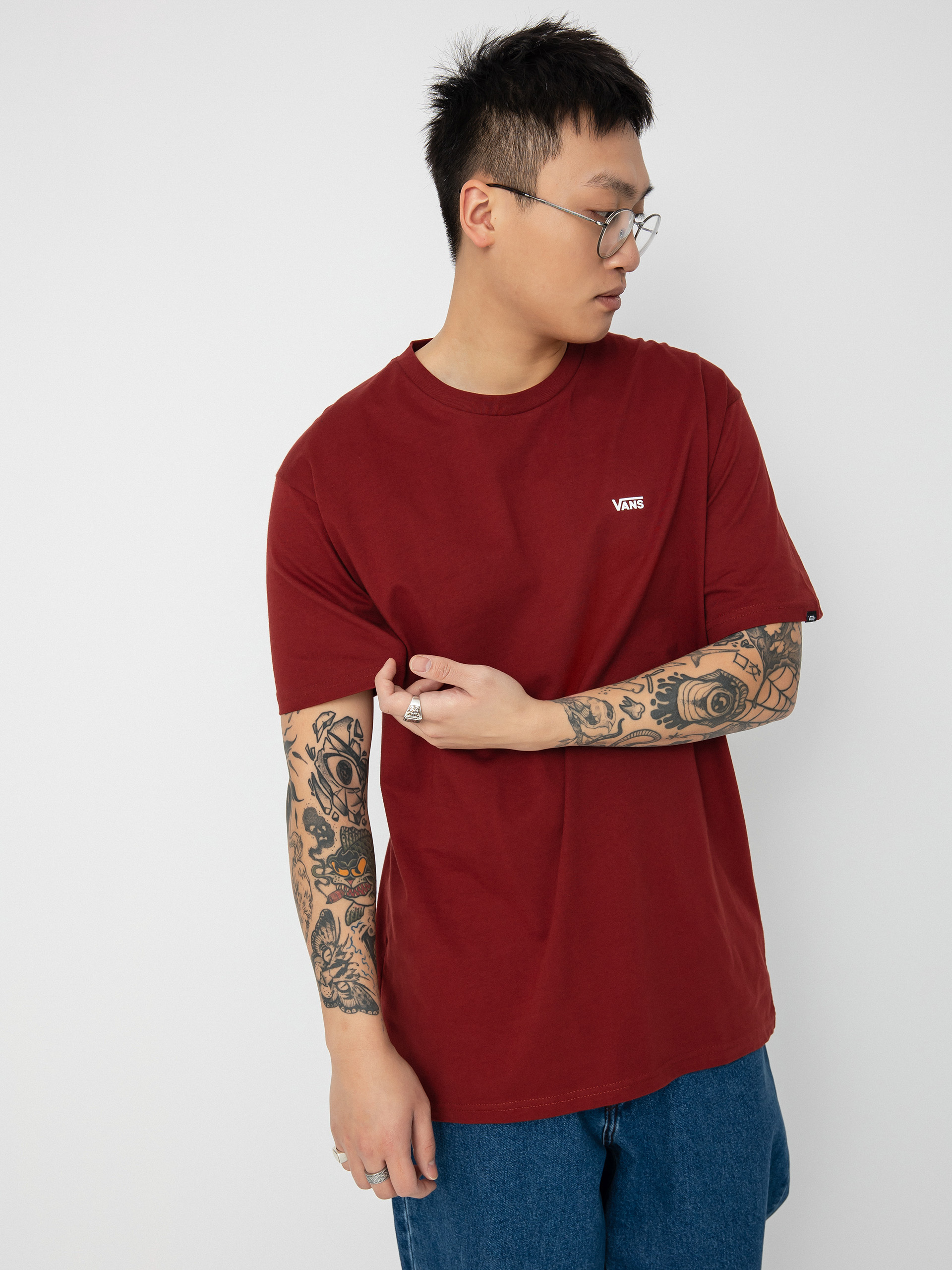Vans Left Chest Logo T-shirt (syrah/white)