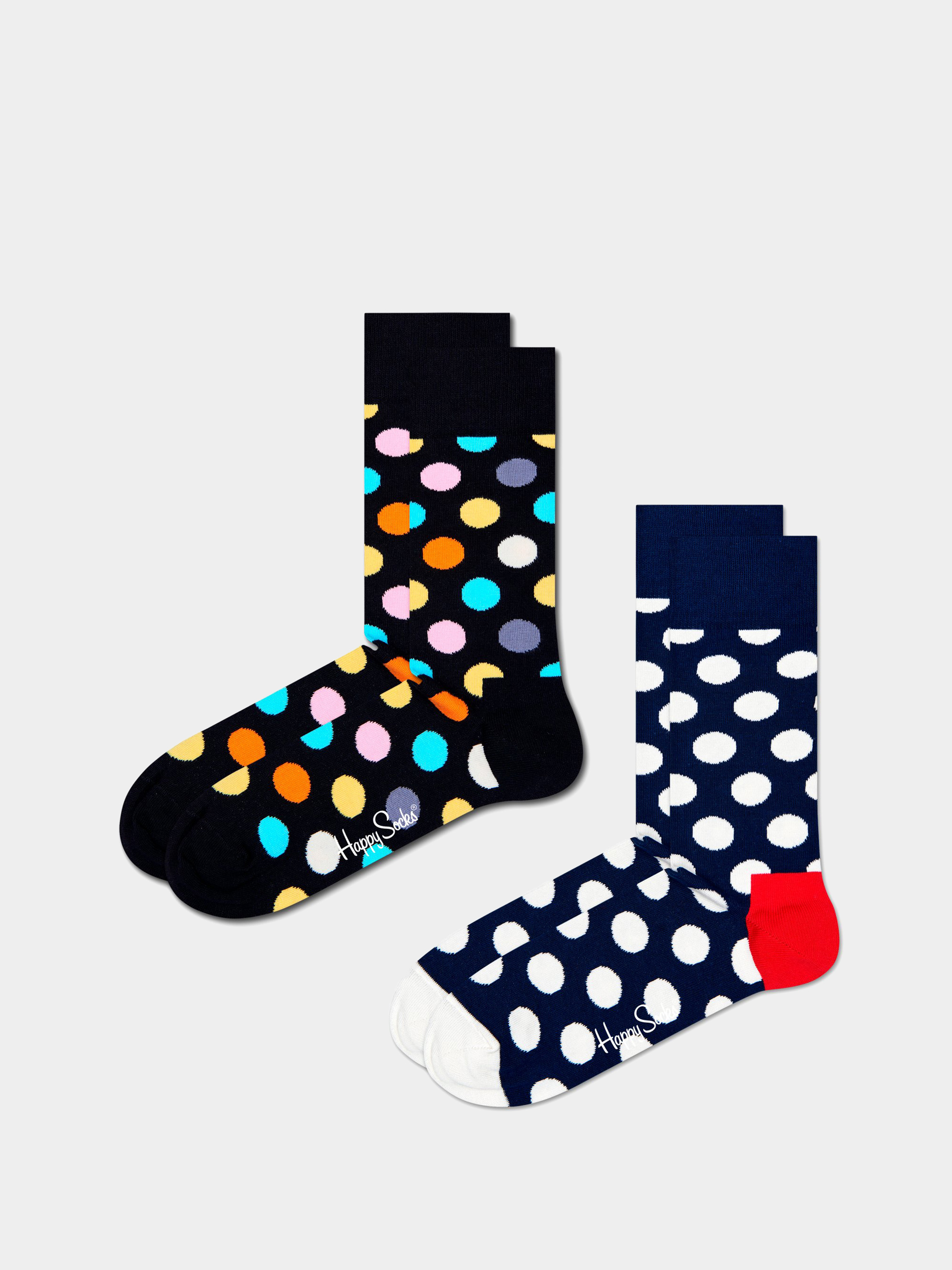 Happy Socks 2 Pack Classic Big Dot Socken (black)