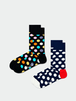 Happy Socks 2 Pack Classic Big Dot Socks (black)