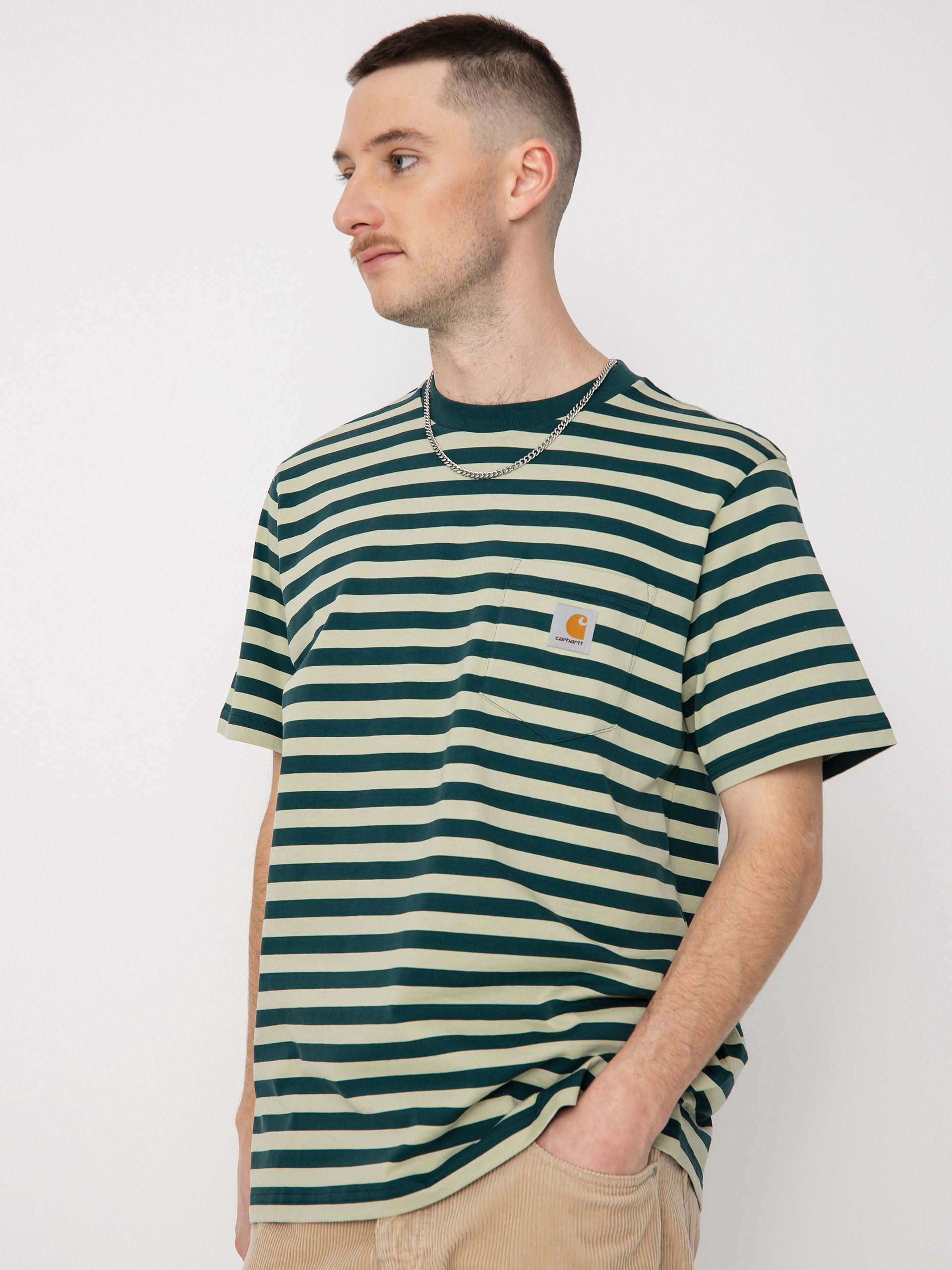 Carhartt WIP Scotty Pocket T-shirt (scotty stripe botanic/agave)