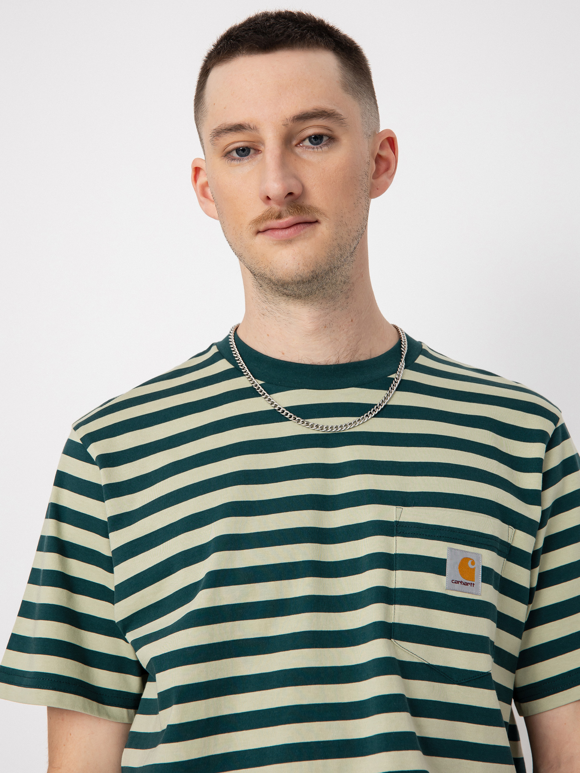 Carhartt WIP Scotty Pocket T-shirt (scotty stripe botanic/agave)