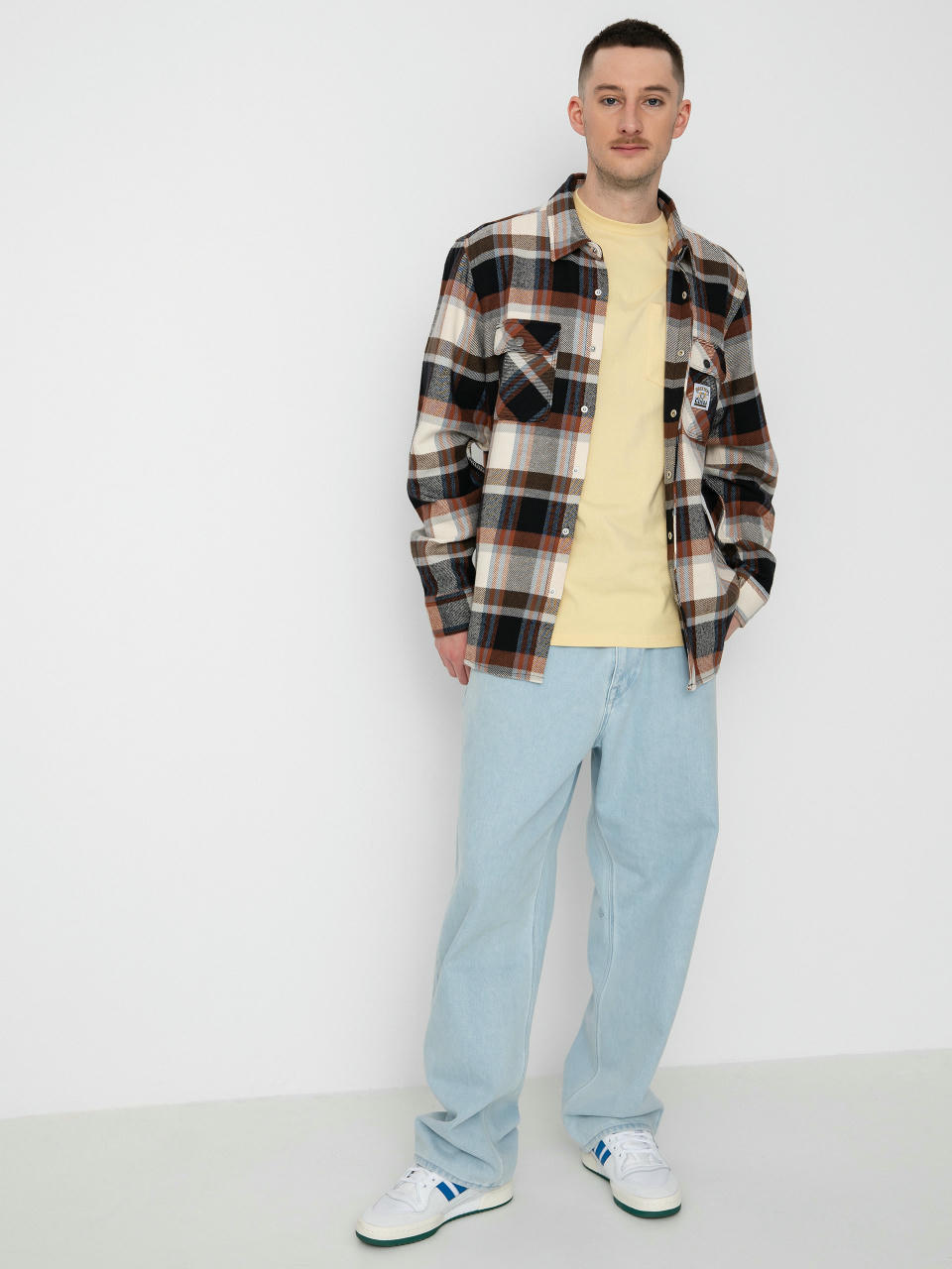 Brixton Coors Pow Bowery Flannel Ls Hemd (river blue/off white)