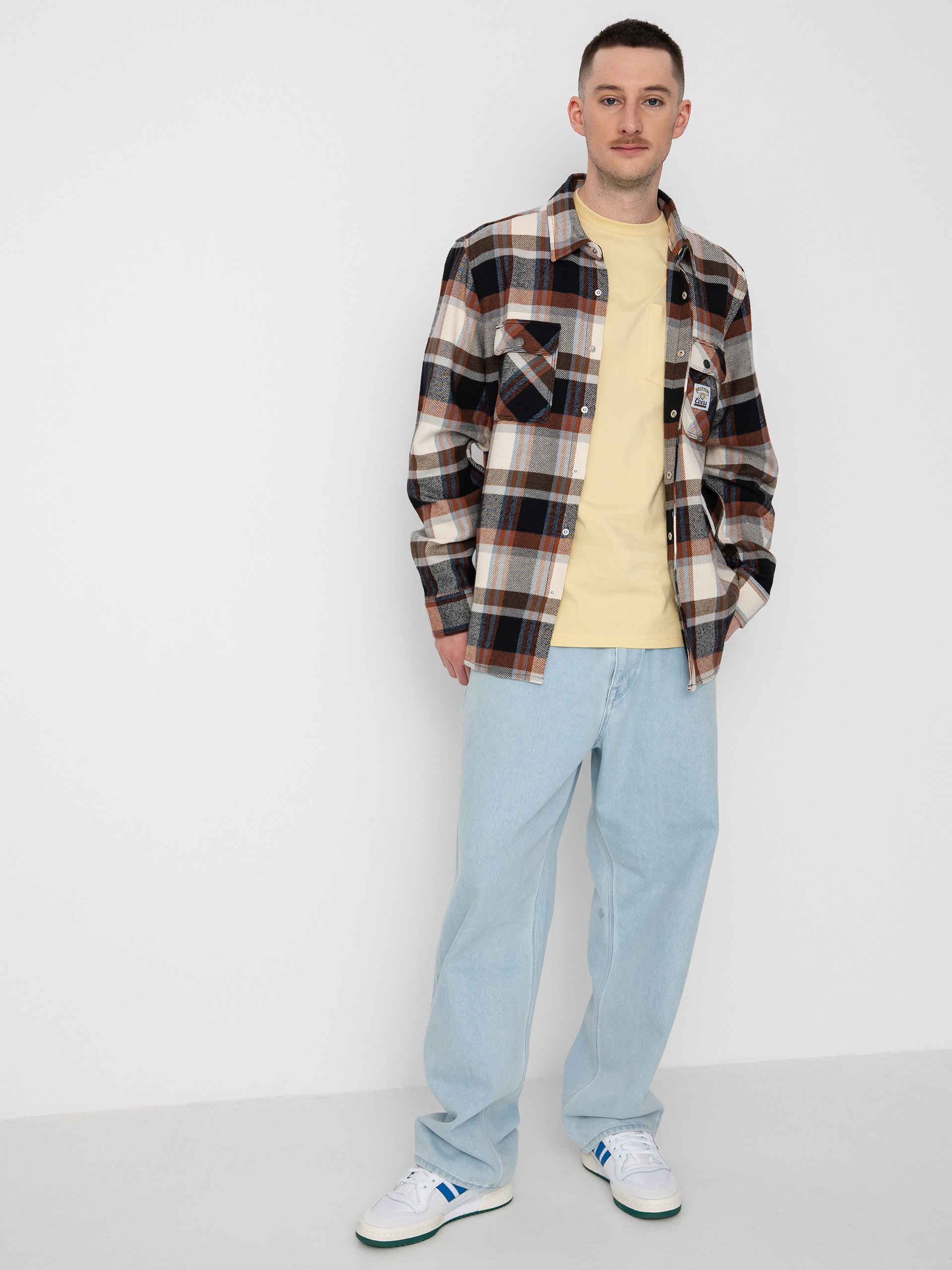 Brixton Coors Pow Bowery Flannel Ls Shirt (river blue/off white)