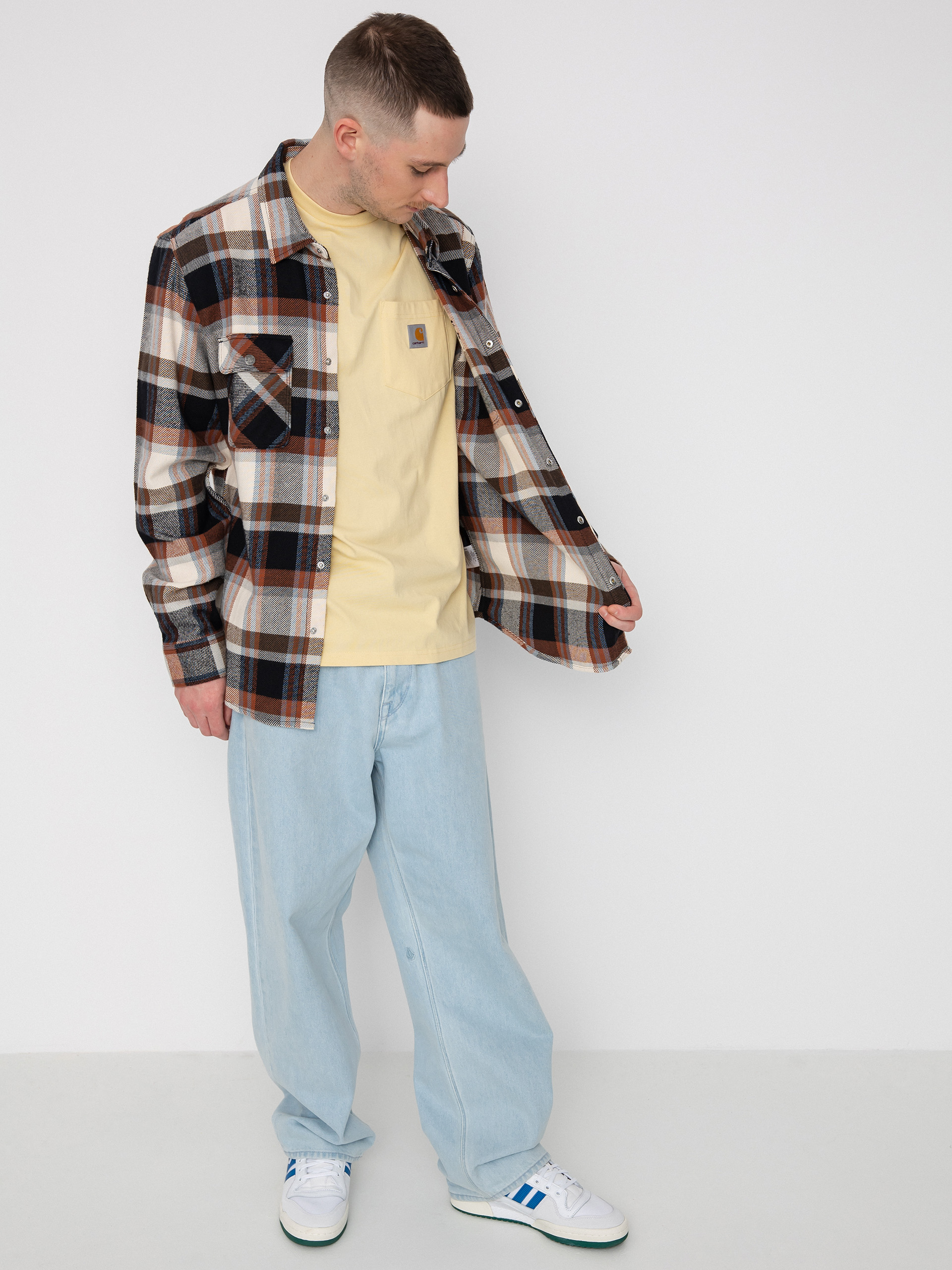 Brixton Coors Pow Bowery Flannel Ls Shirt (river blue/off white)