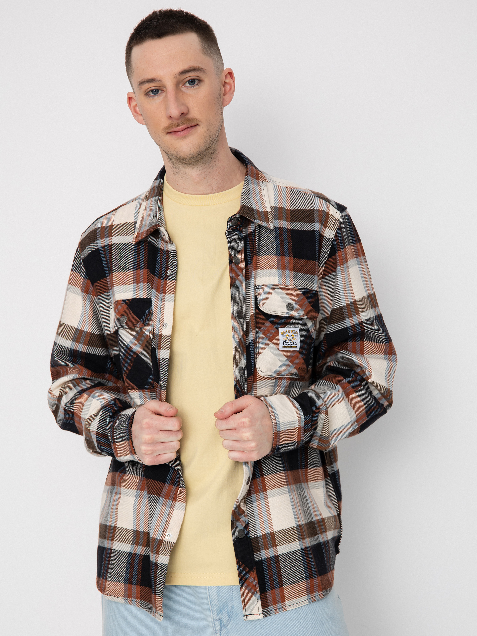 Brixton Coors Pow Bowery Flannel Ls Shirt (river blue/off white)