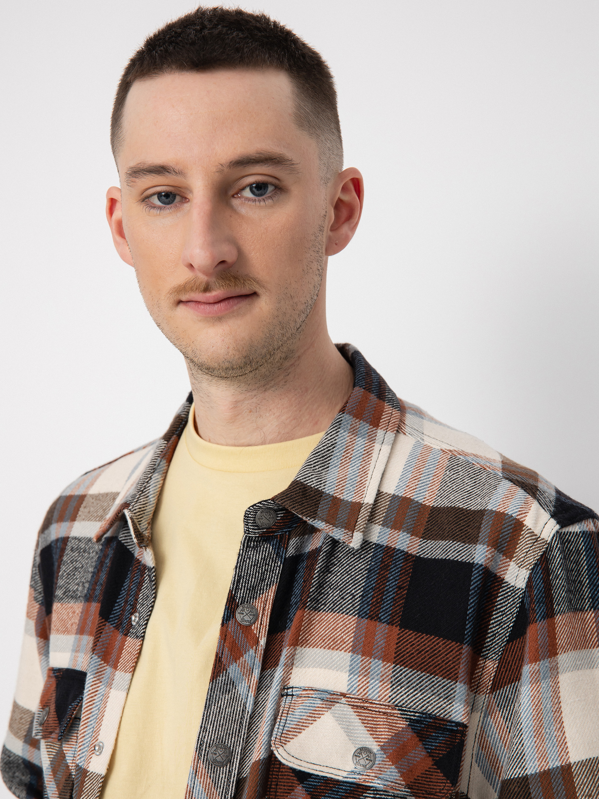 Brixton Coors Pow Bowery Flannel Ls Shirt (river blue/off white)