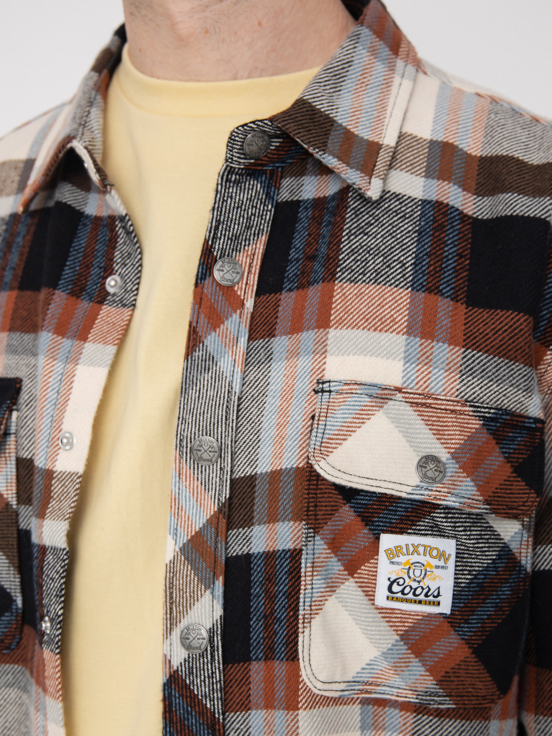 Brixton Coors Pow Bowery Flannel Ls Shirt (river blue/off white)