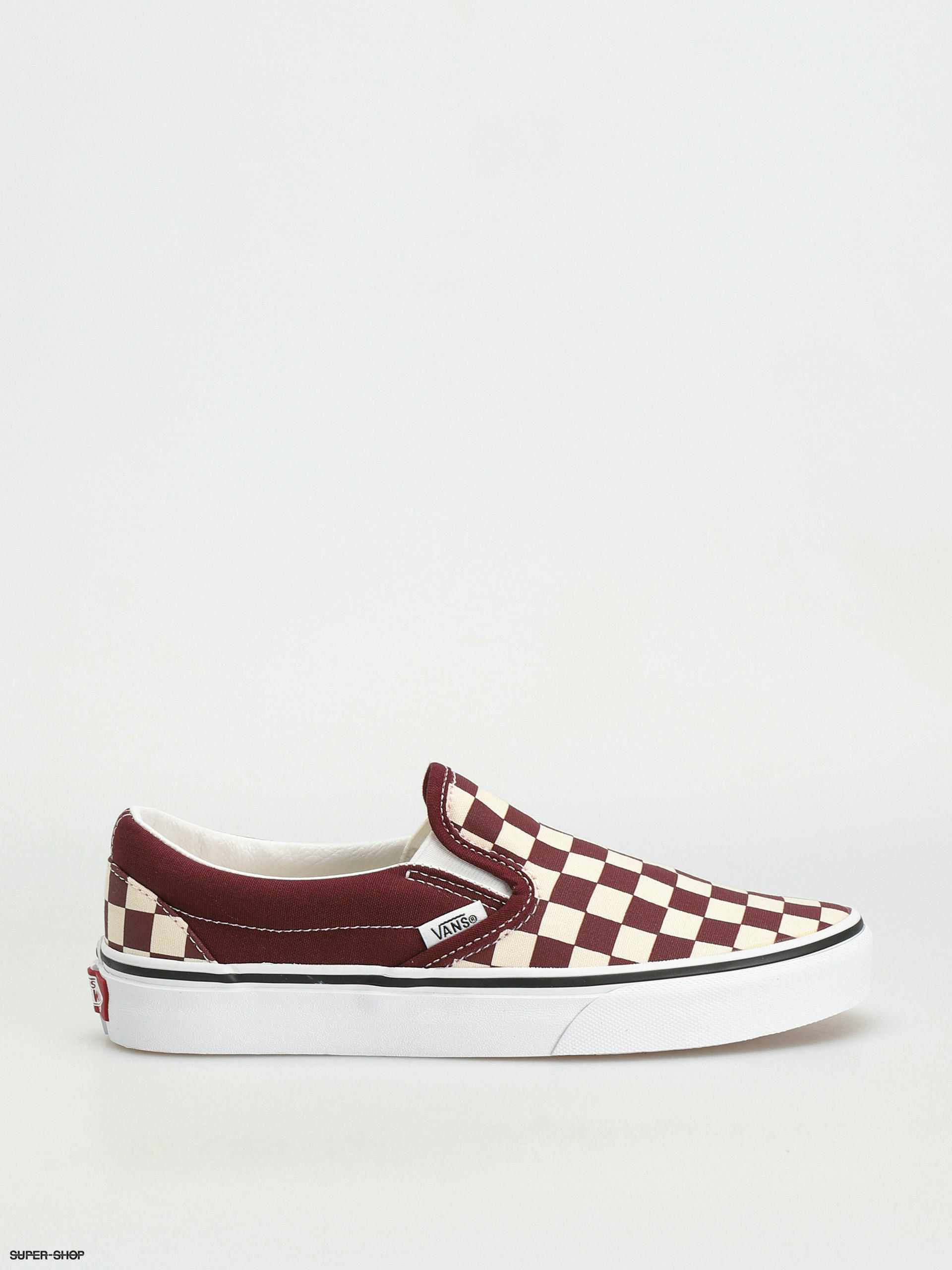 Blue vans store with checkered outline