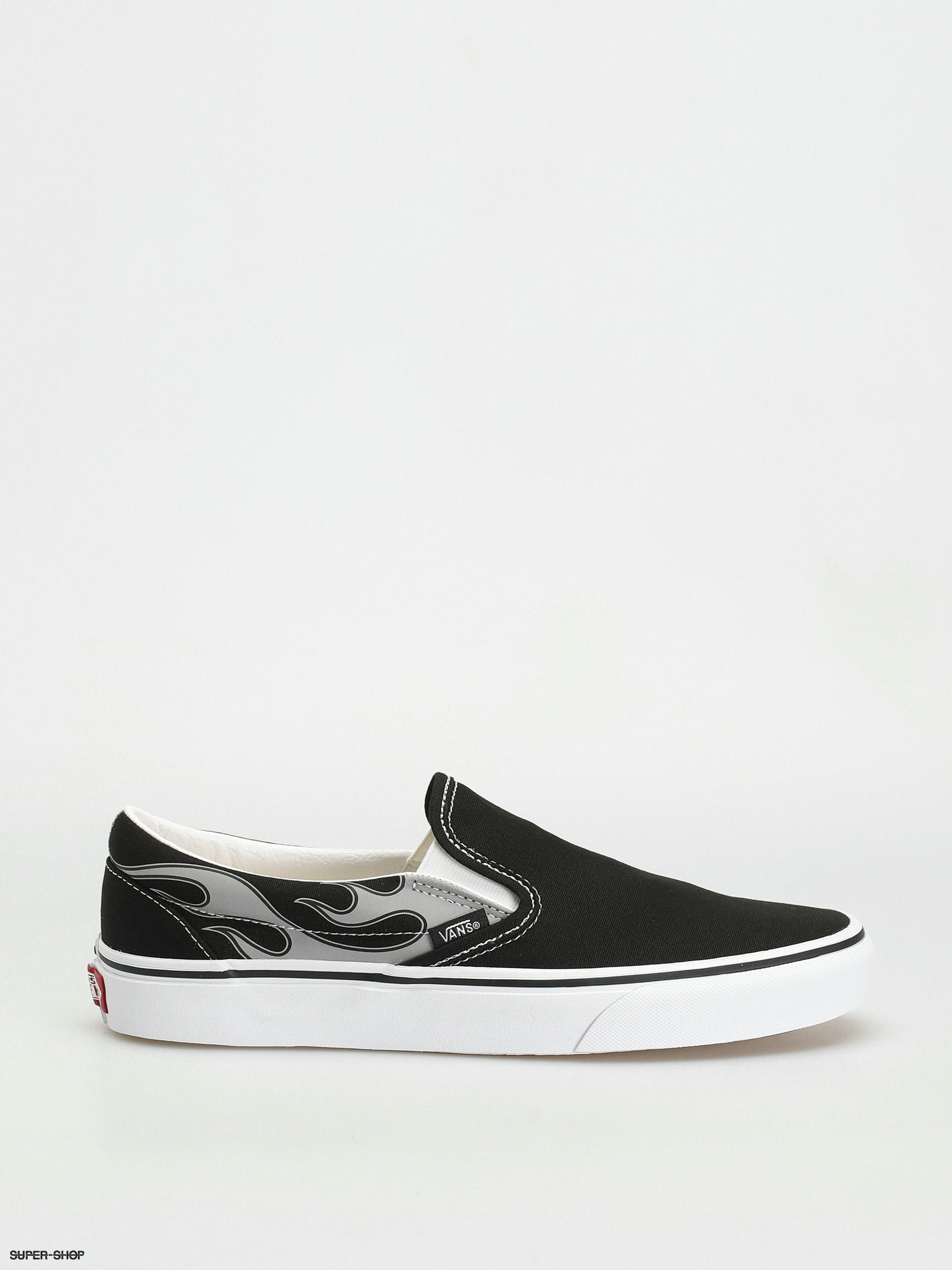 Vans slip on black hot sale flame