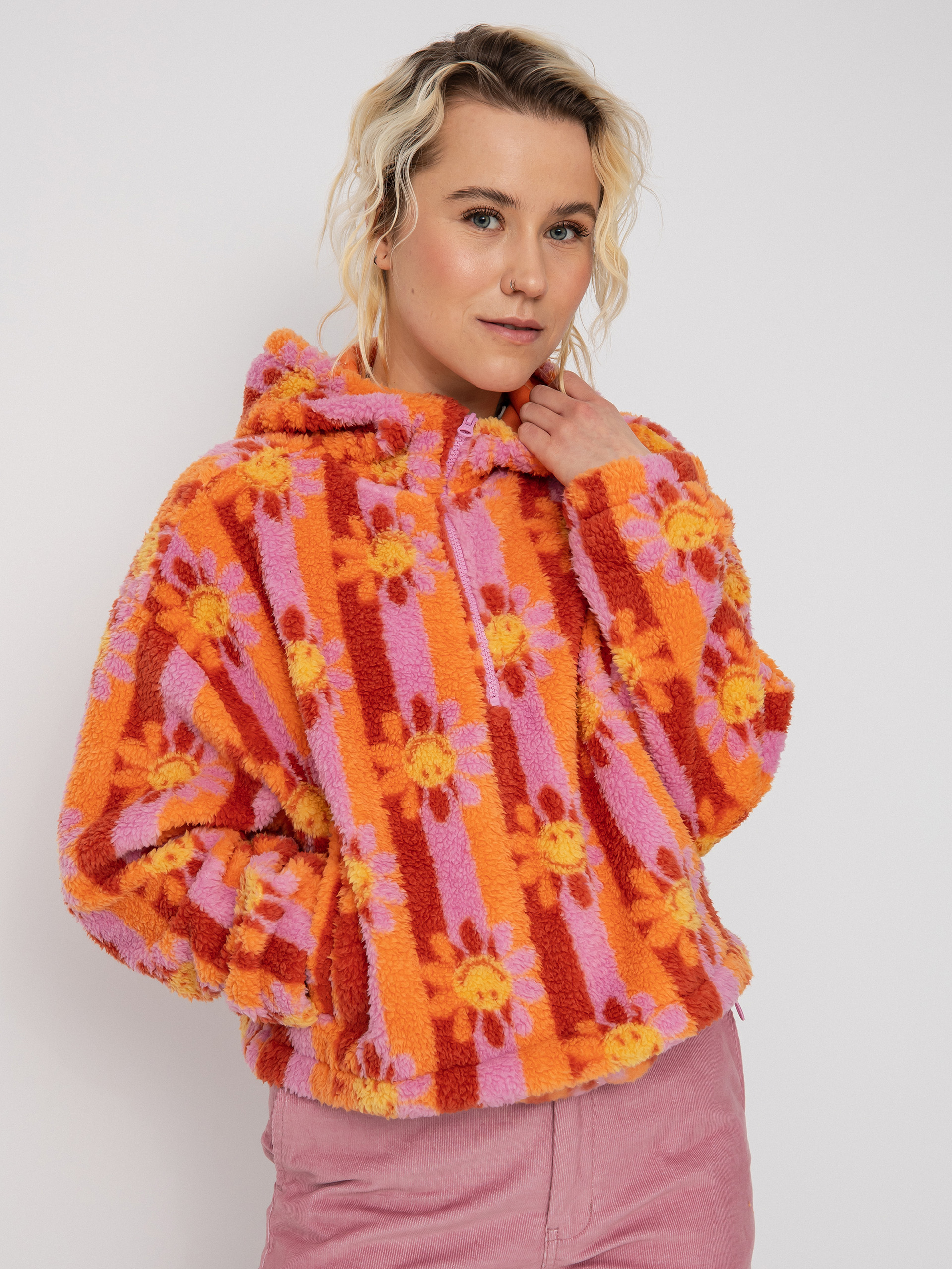 Womens Billabong X Smiley Cozy Smiles Fleece (orange kiss)