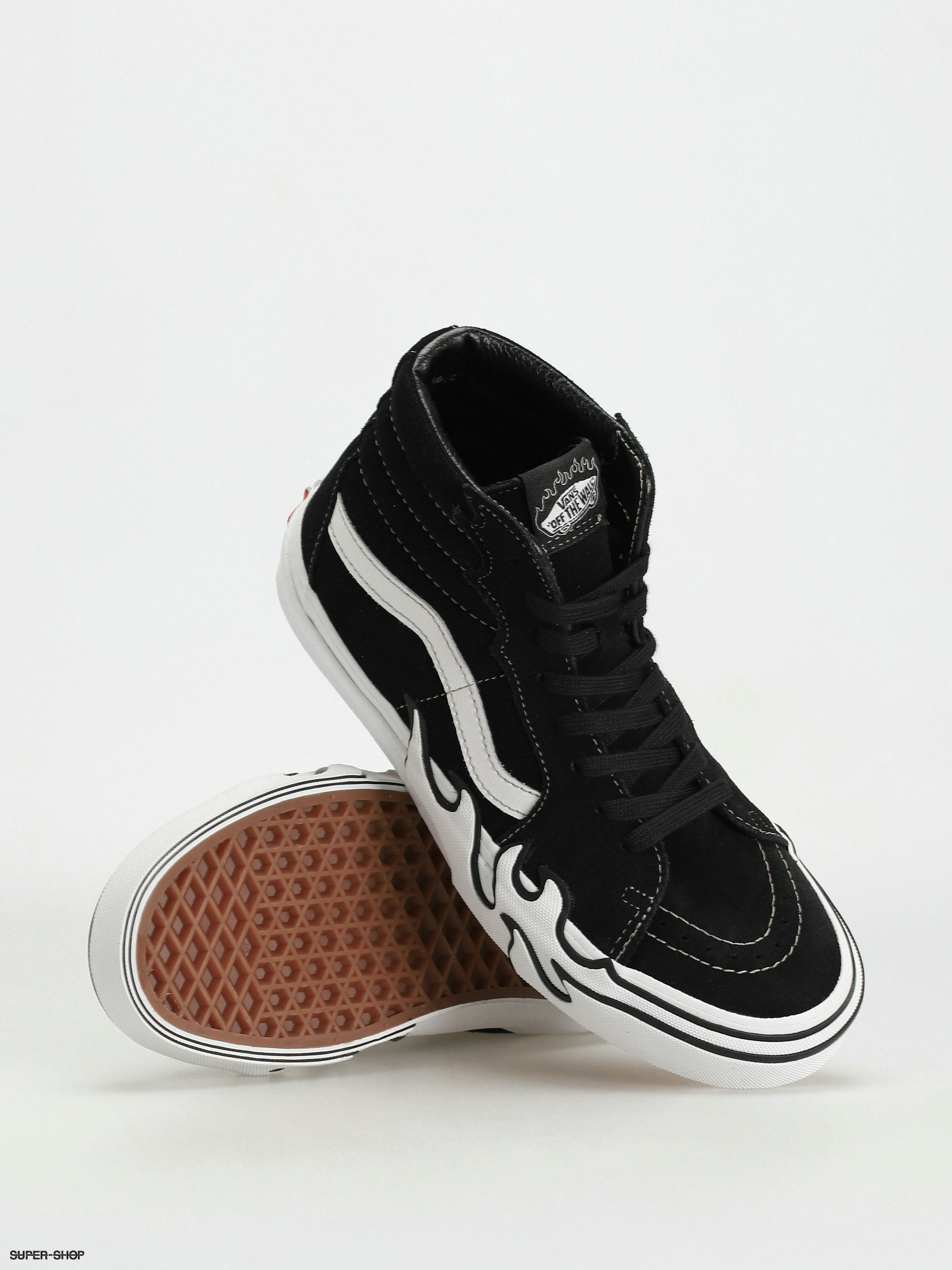 Black and white flame vans hotsell