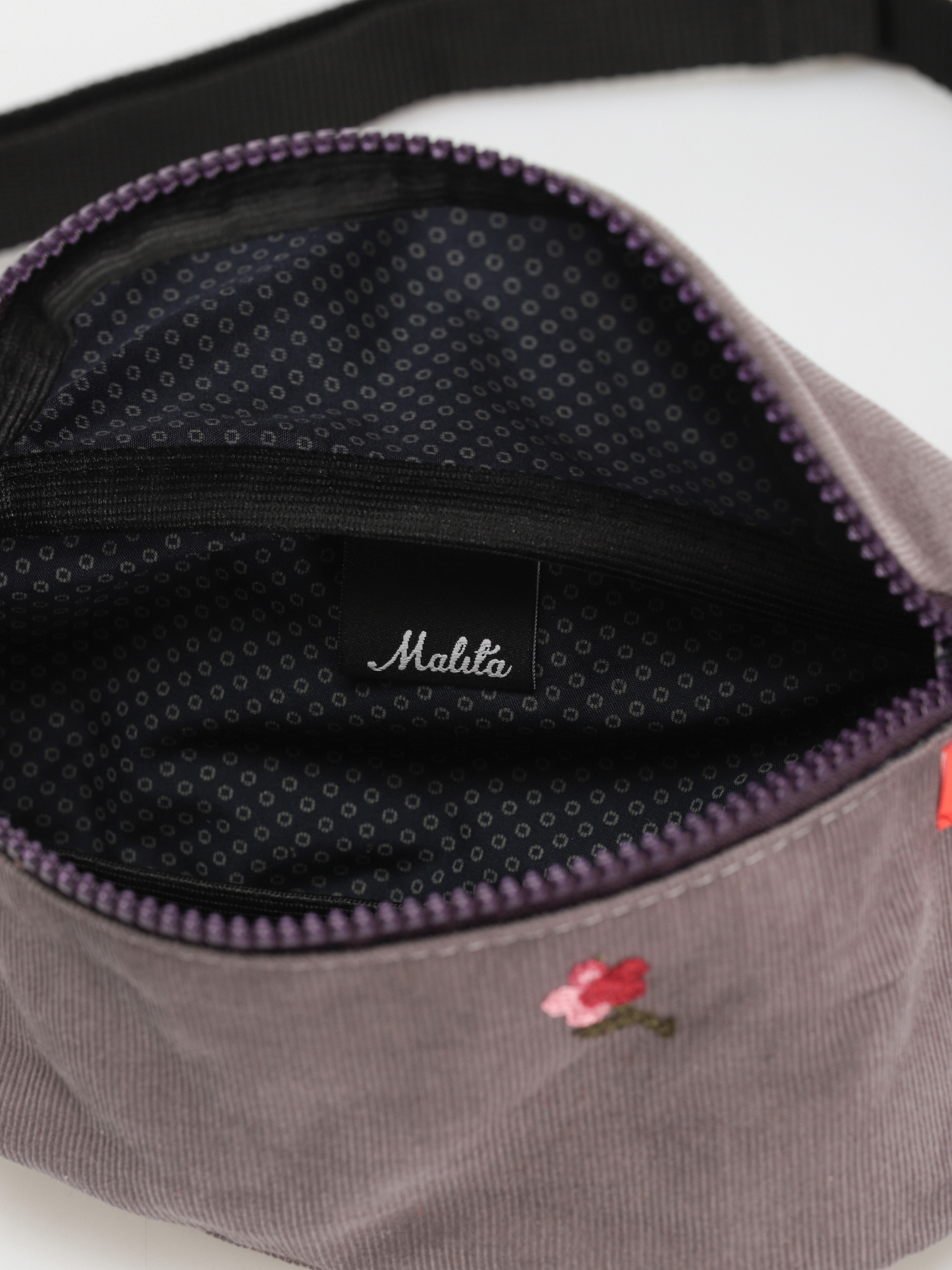 Malita Cord Bum bag (grey flowers)